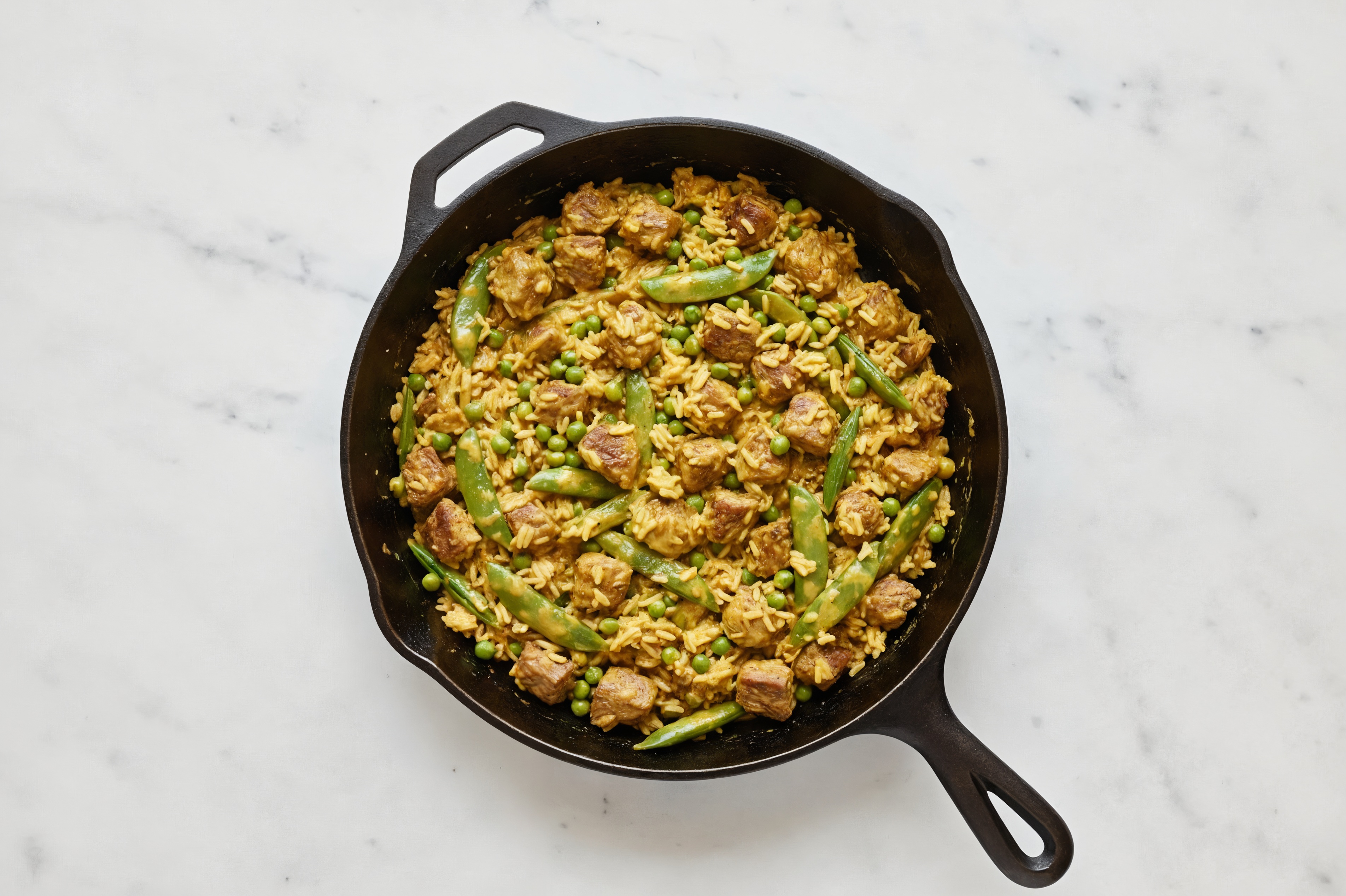 Curry Pea Snap + Bison Stir-Fry with Long Grain White Rice