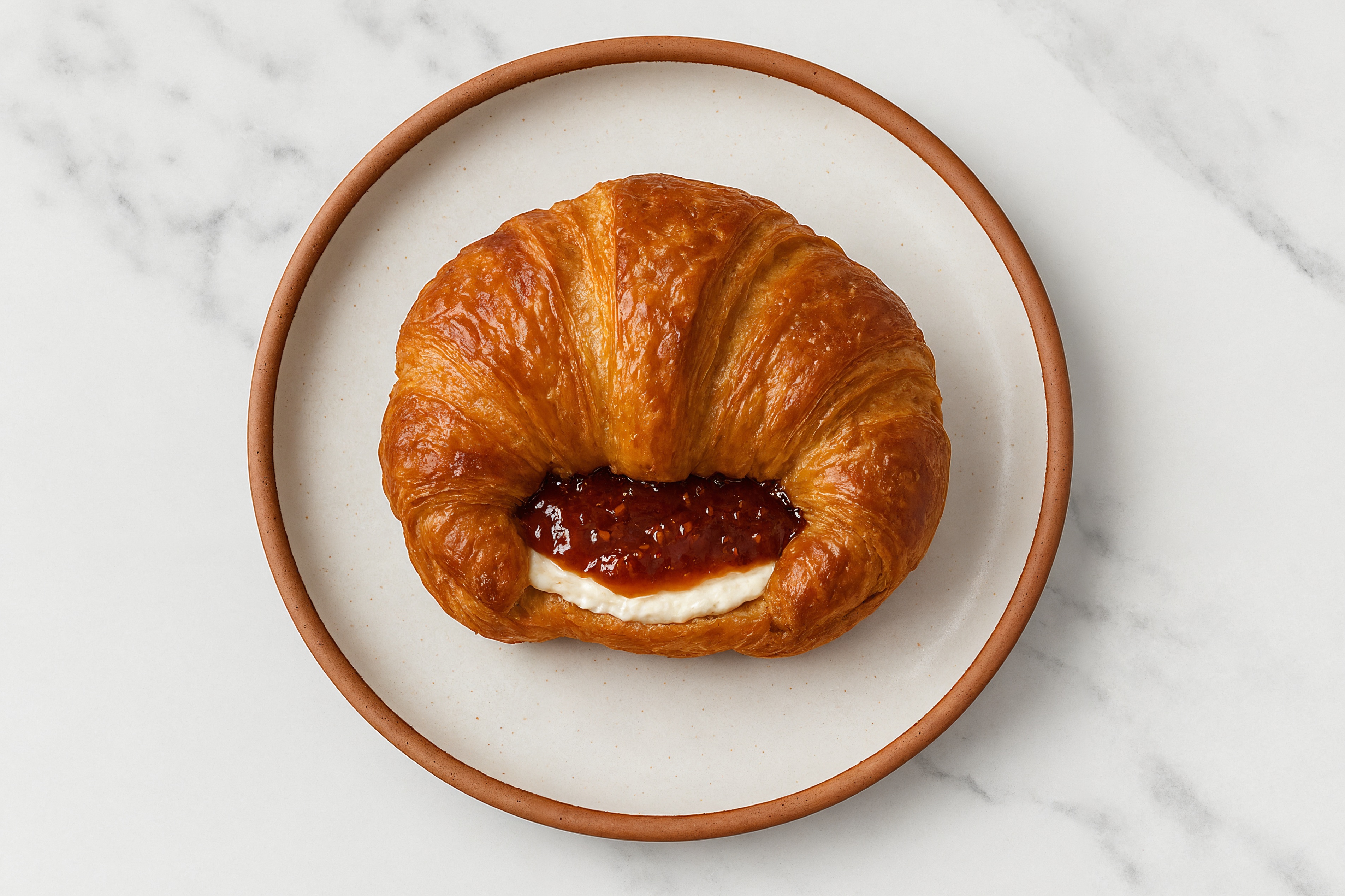 Dairy-Free Cream Cheese + Strawberry Jam Croissant Sandwich