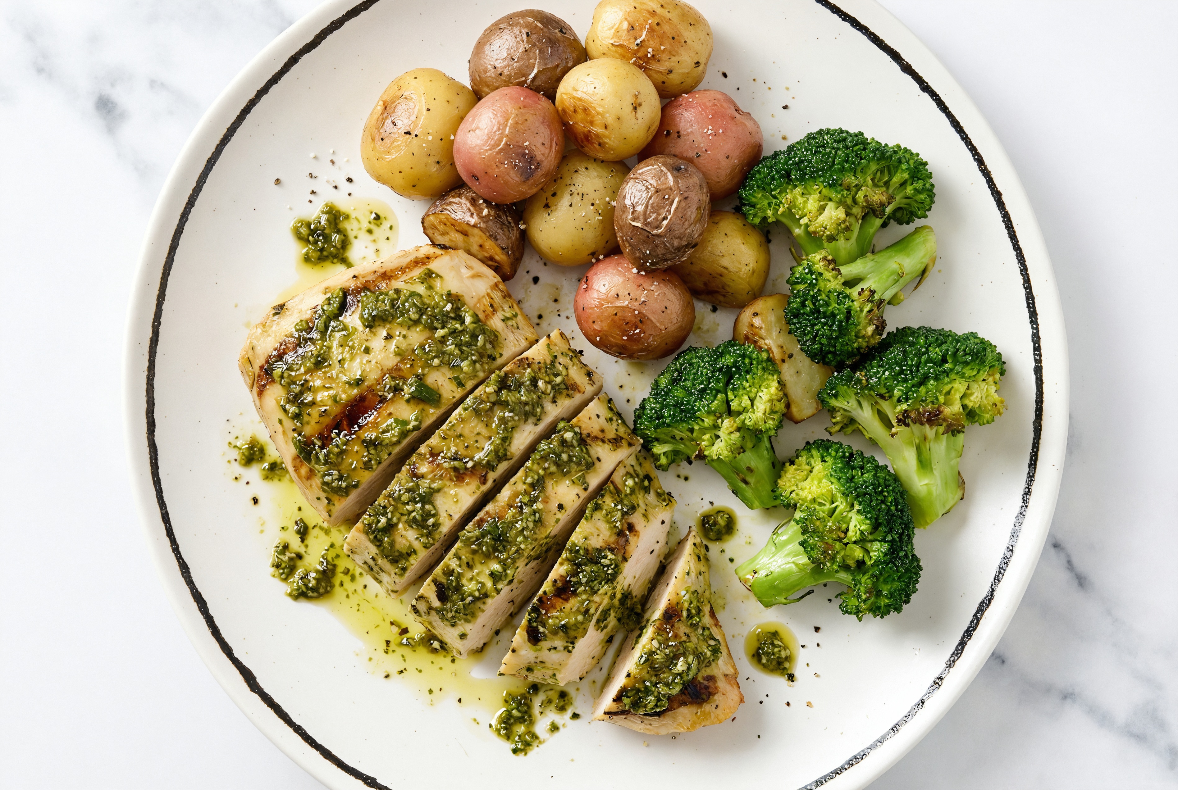 Savory Pesto Grilled Seasoned Chicken Breast + Potato Plate