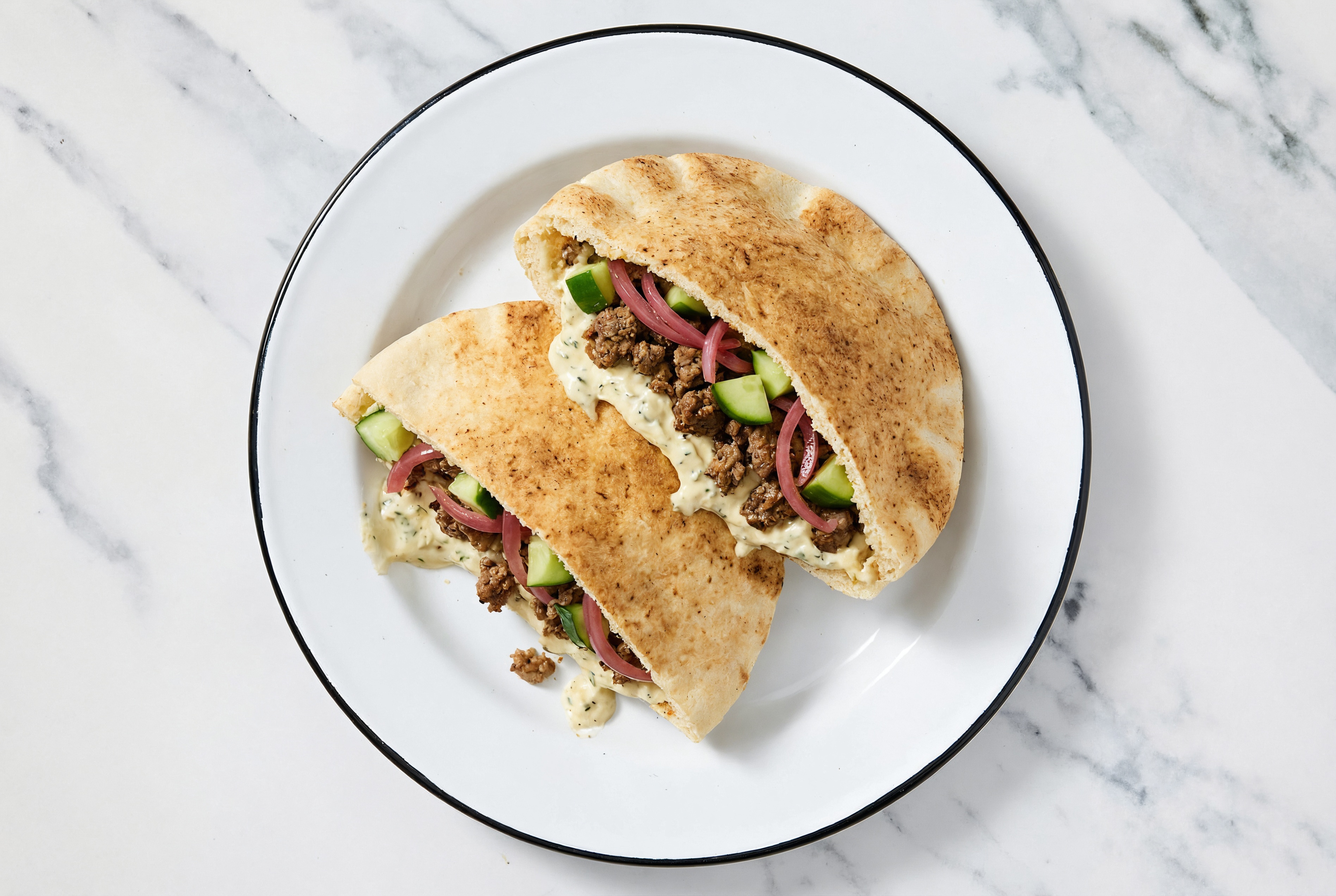 Tzatziki Lamb + Pickled Red Onions Onion Traditional Pita