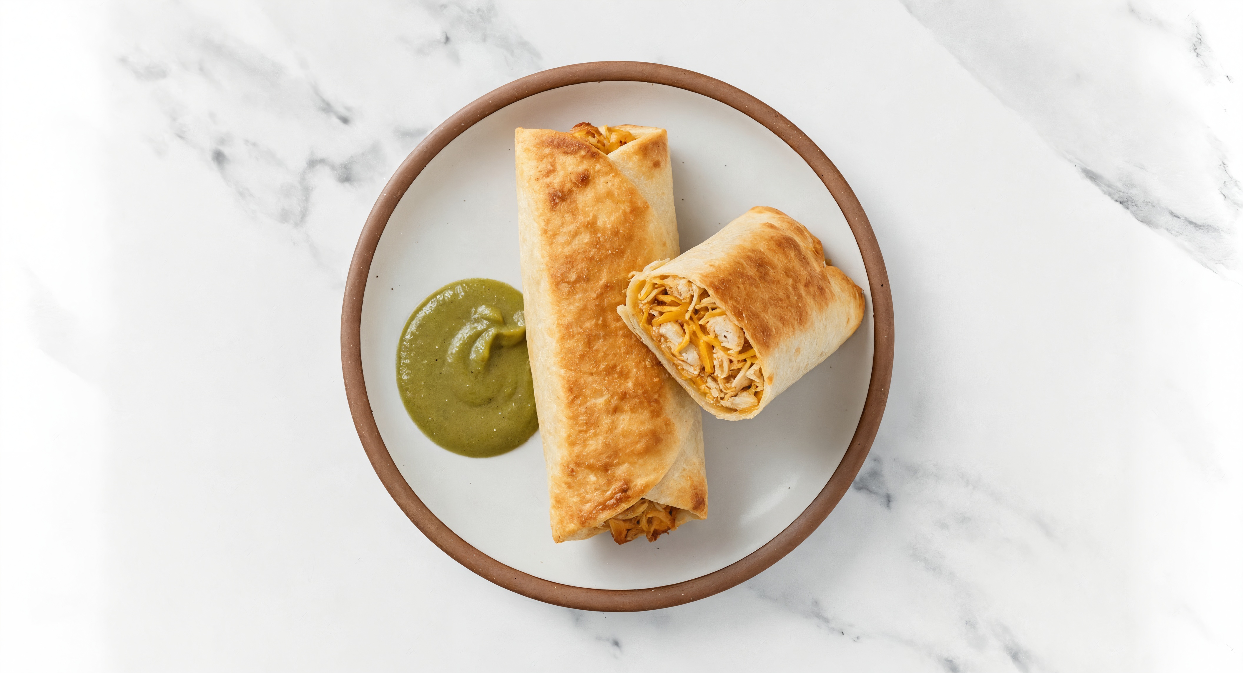 Green Chile Chicken n Cheese Chimichangas with Shredded Sharp Cheddar Cheese