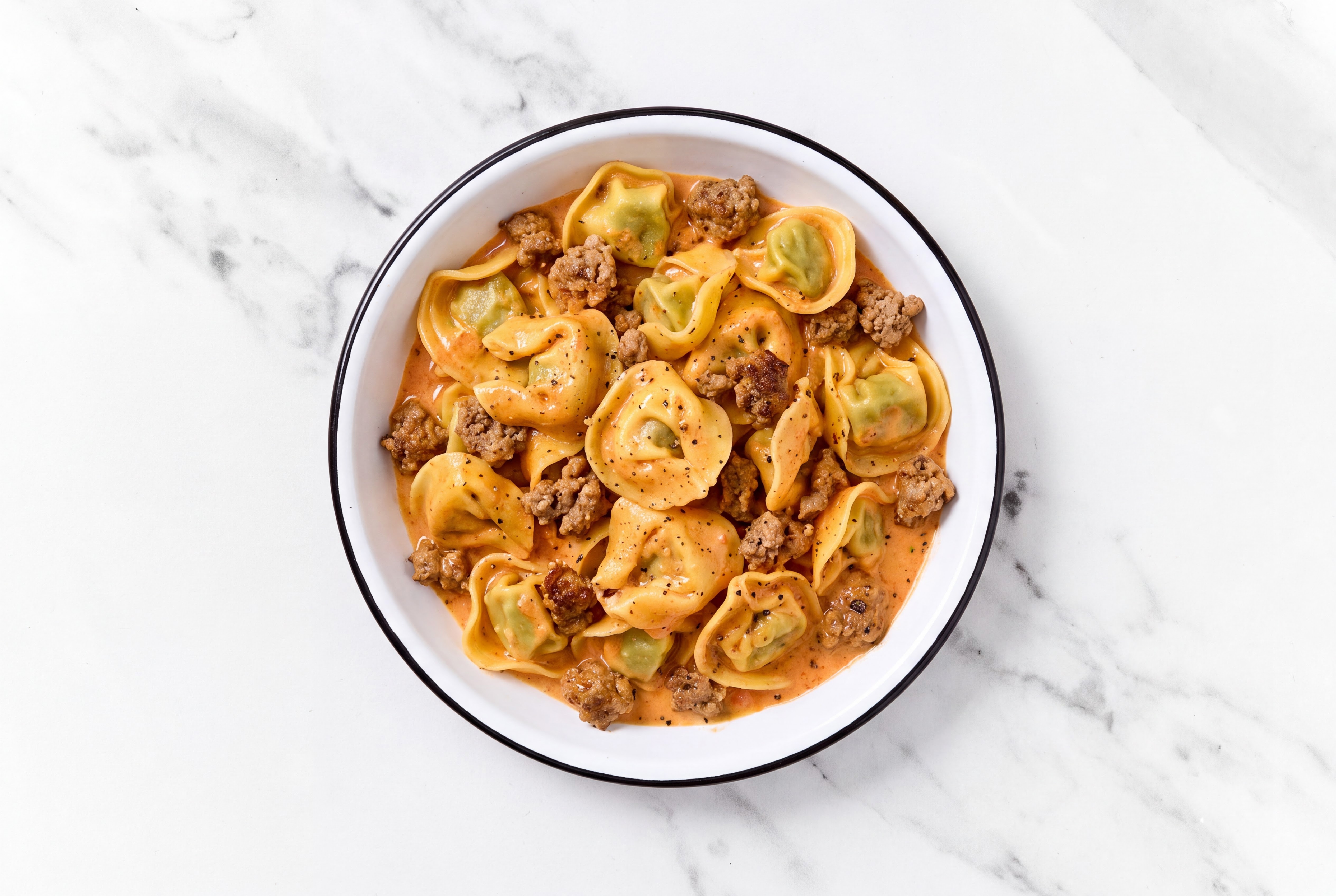 Tortellini with Creamy Bison Meat Sauce
