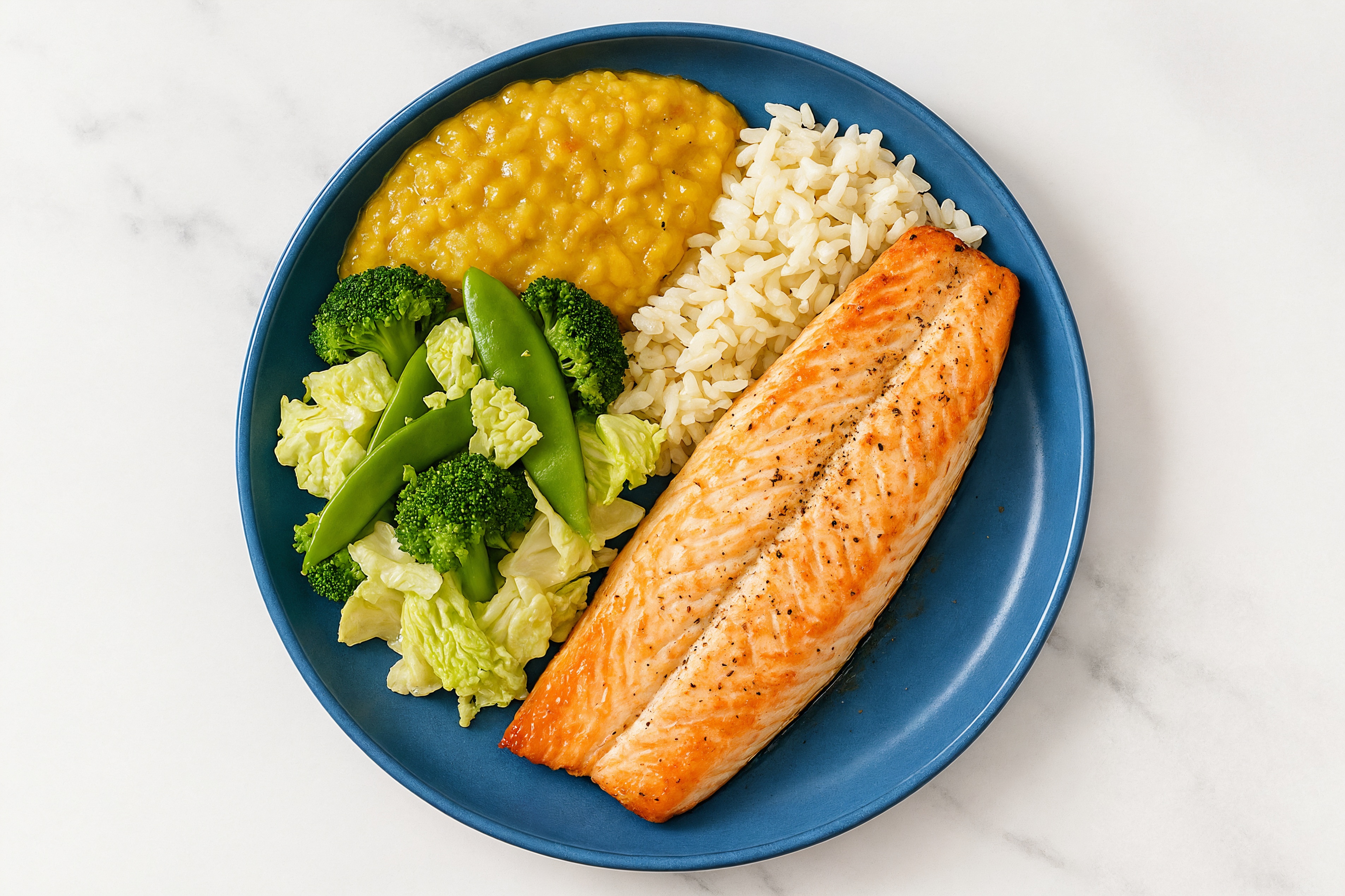 Seared Trout + Bok Choy Red Lentil Bowl with Long Grain White Rice