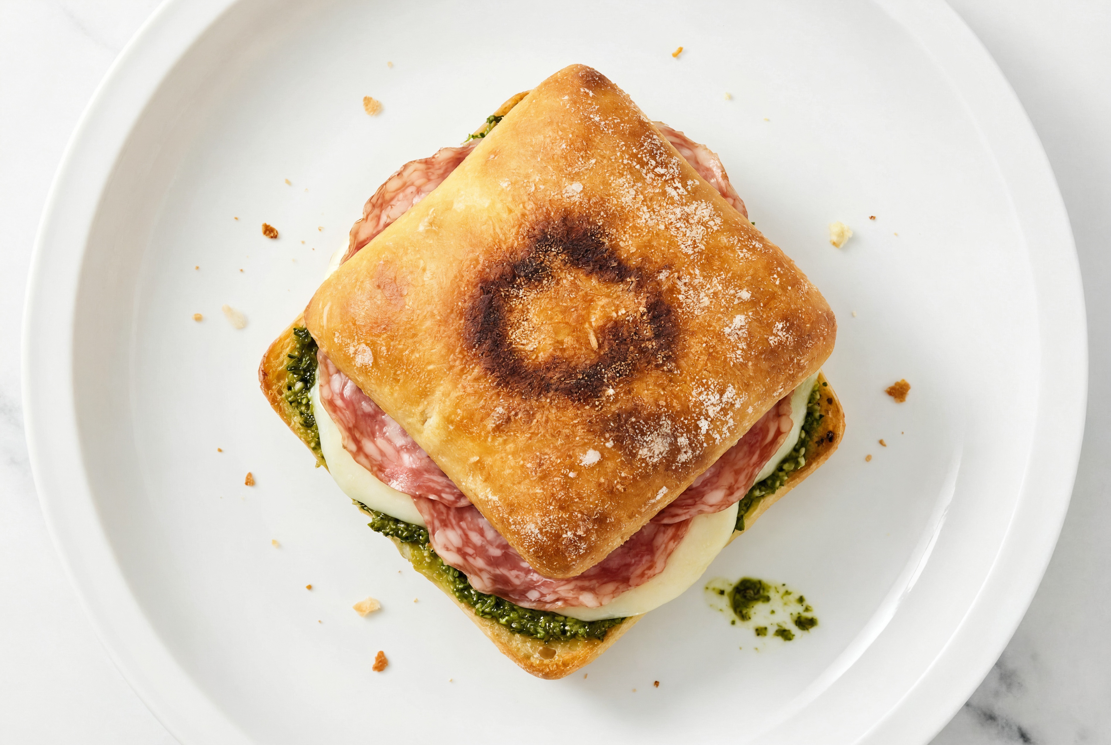 Pesto Salami + Mozzarella Bar Sandwich