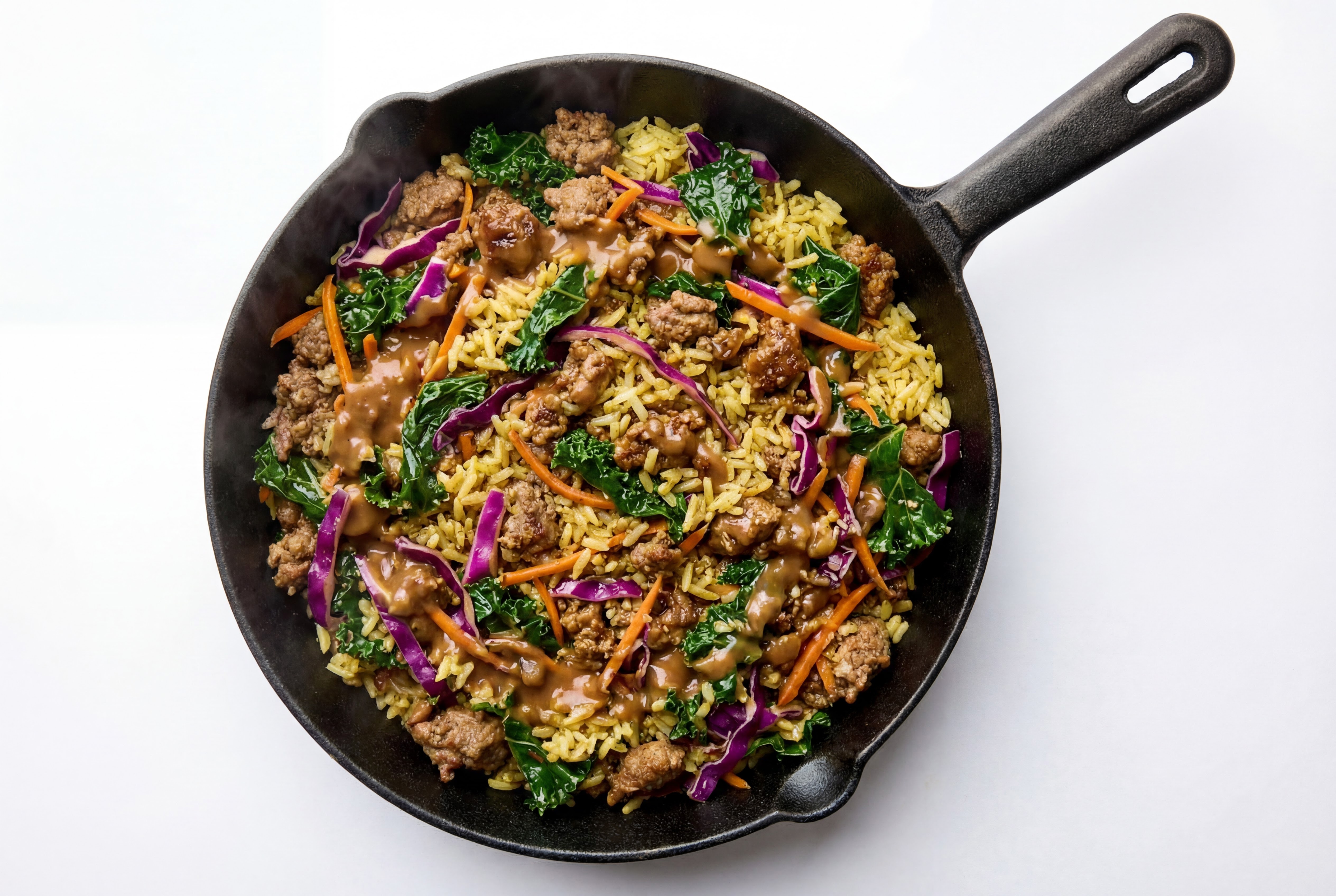 Thai Peanut Rainbow Veggie + Ground Italian-Style Beef Stir-Fry