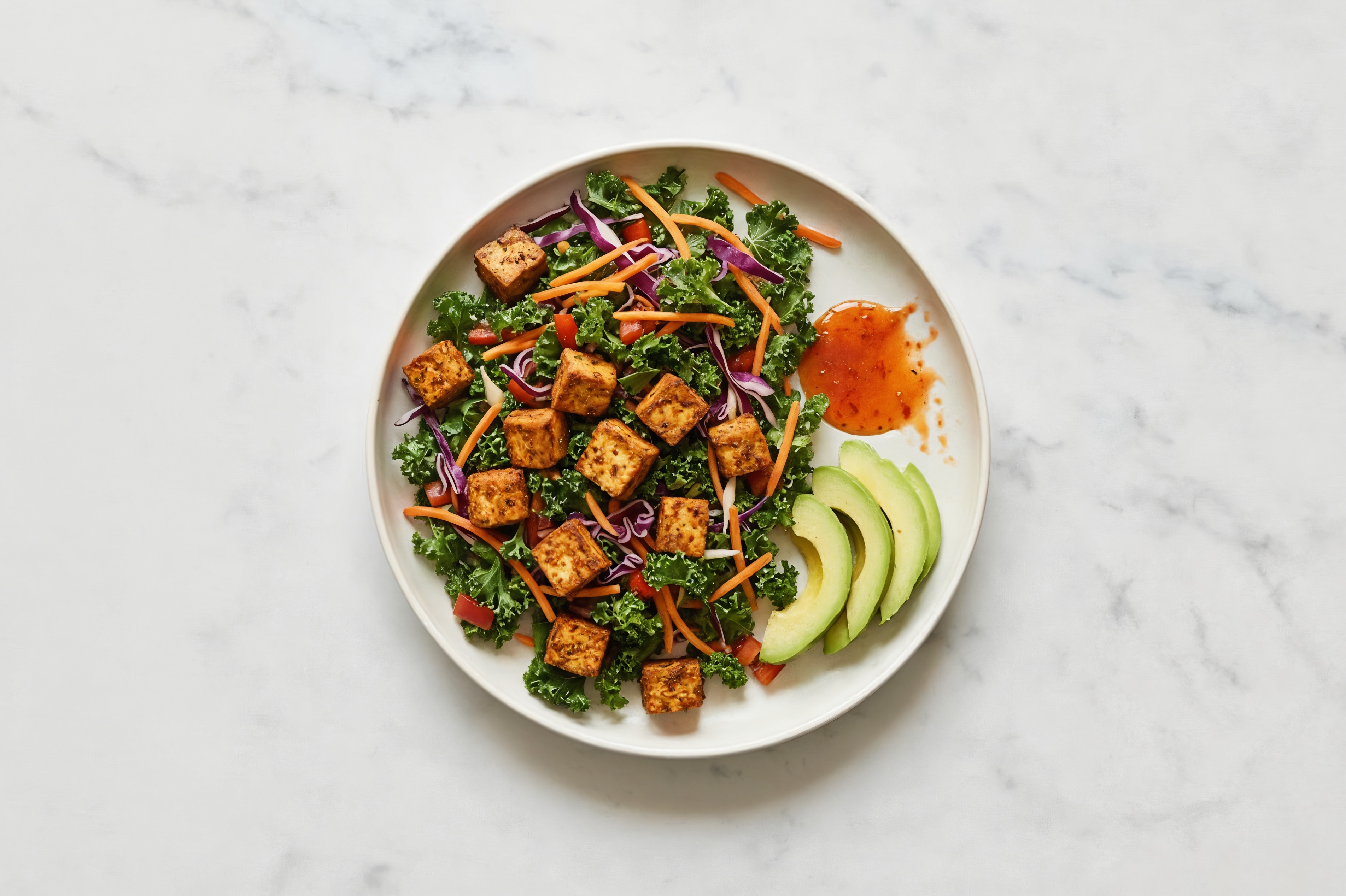 Sweet Chili Veggie Salad with Tofu + Avocado
