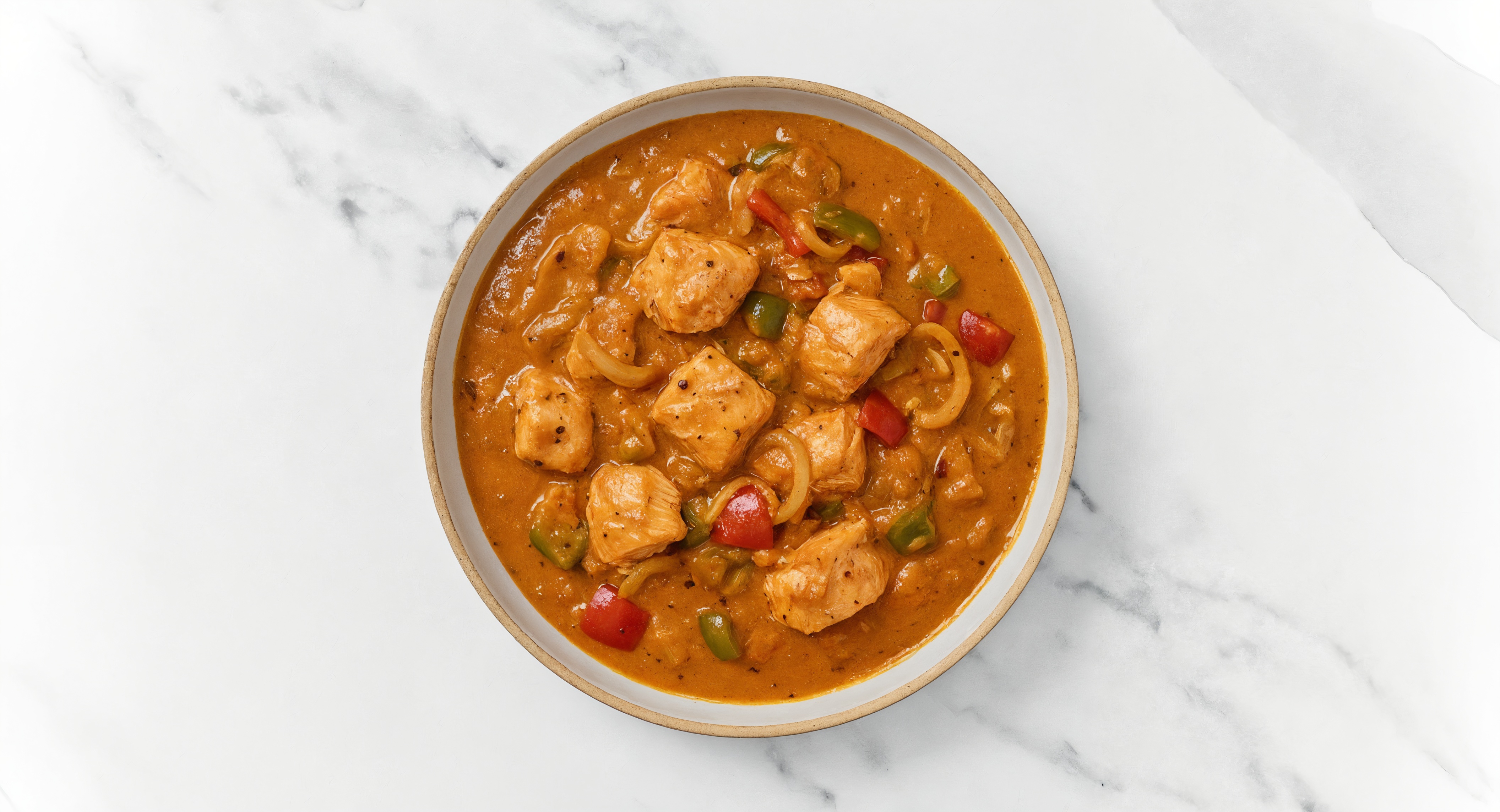 Salmon & Tikka Masala Stew with Veggies with Bell Pepper Onion Saute