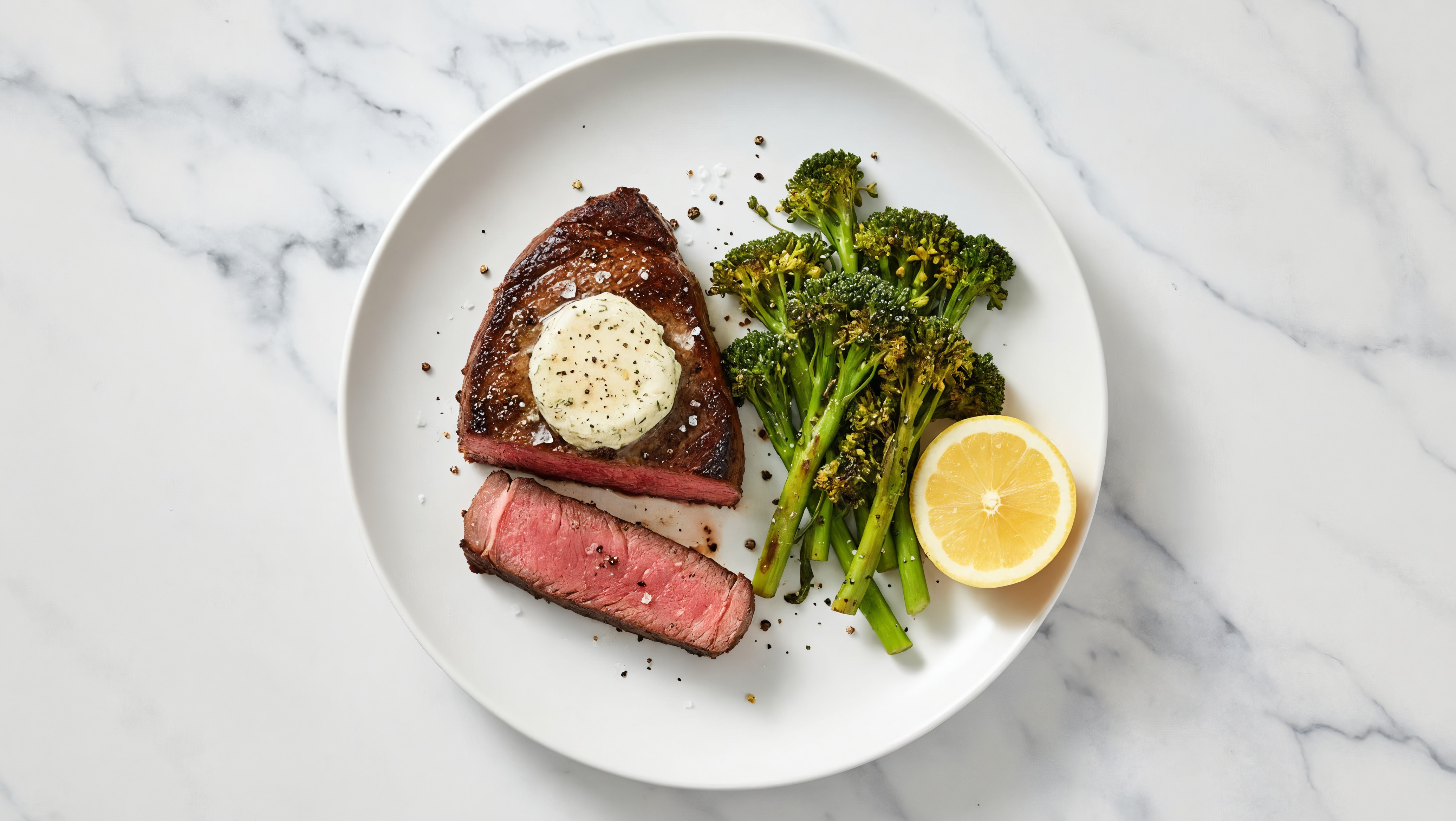 Slow Churned Herb Pasture Butter Wagyu Strip Steak + Lemony Broccoli