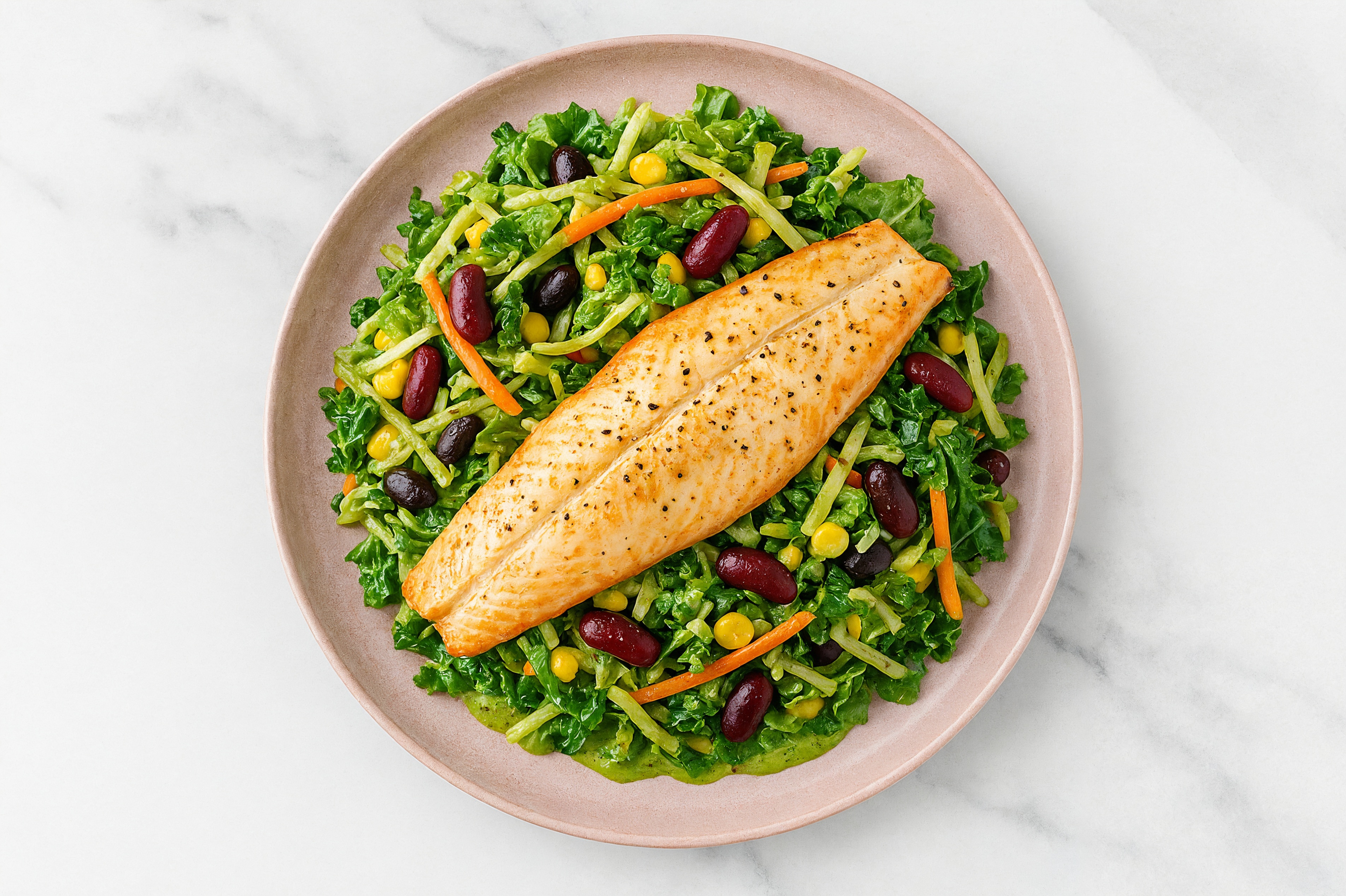 Superblend Salad with Trout, Beans & Avocado