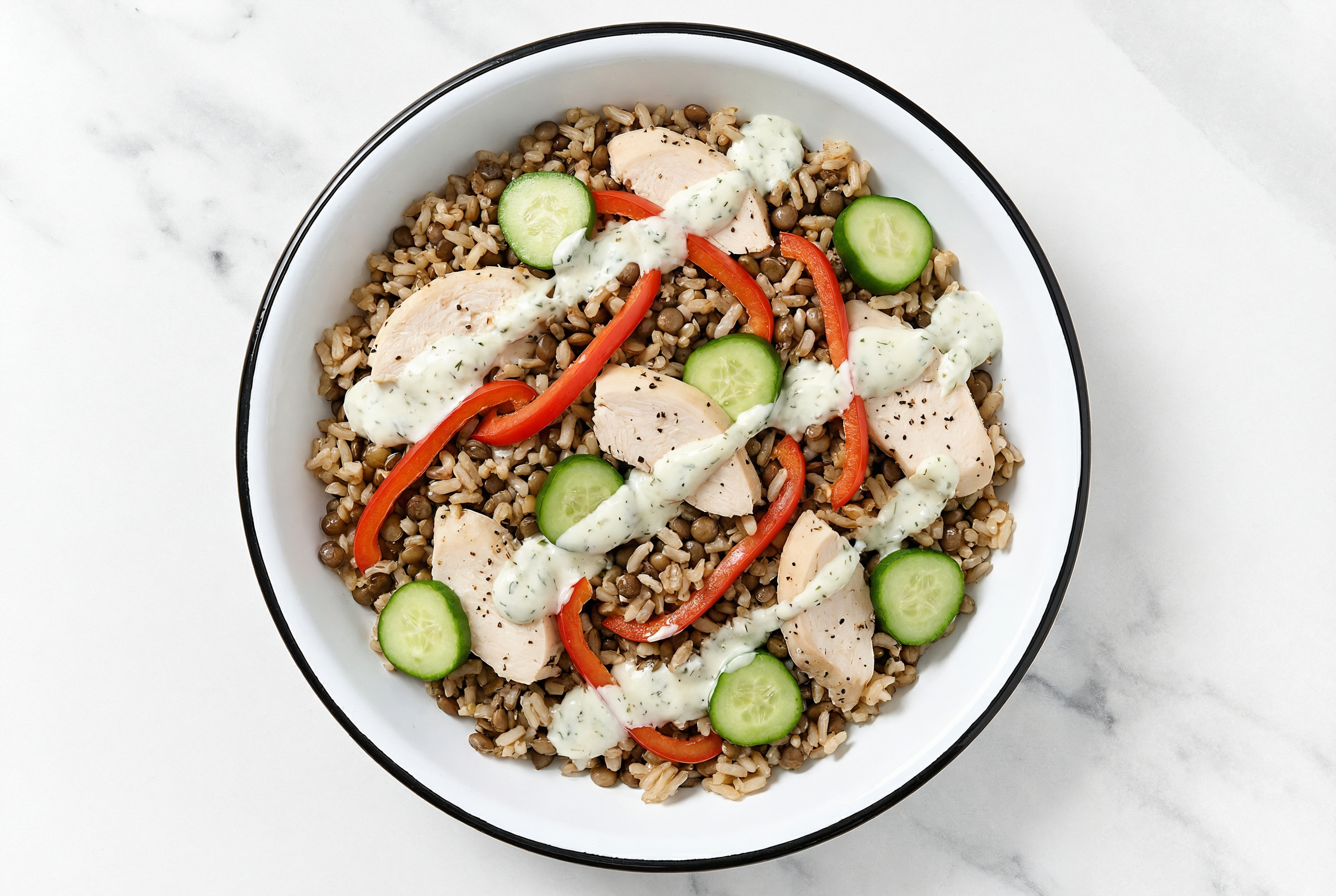 Tzatziki Chicken + Veggie Power Bowl with Red Bell Pepper