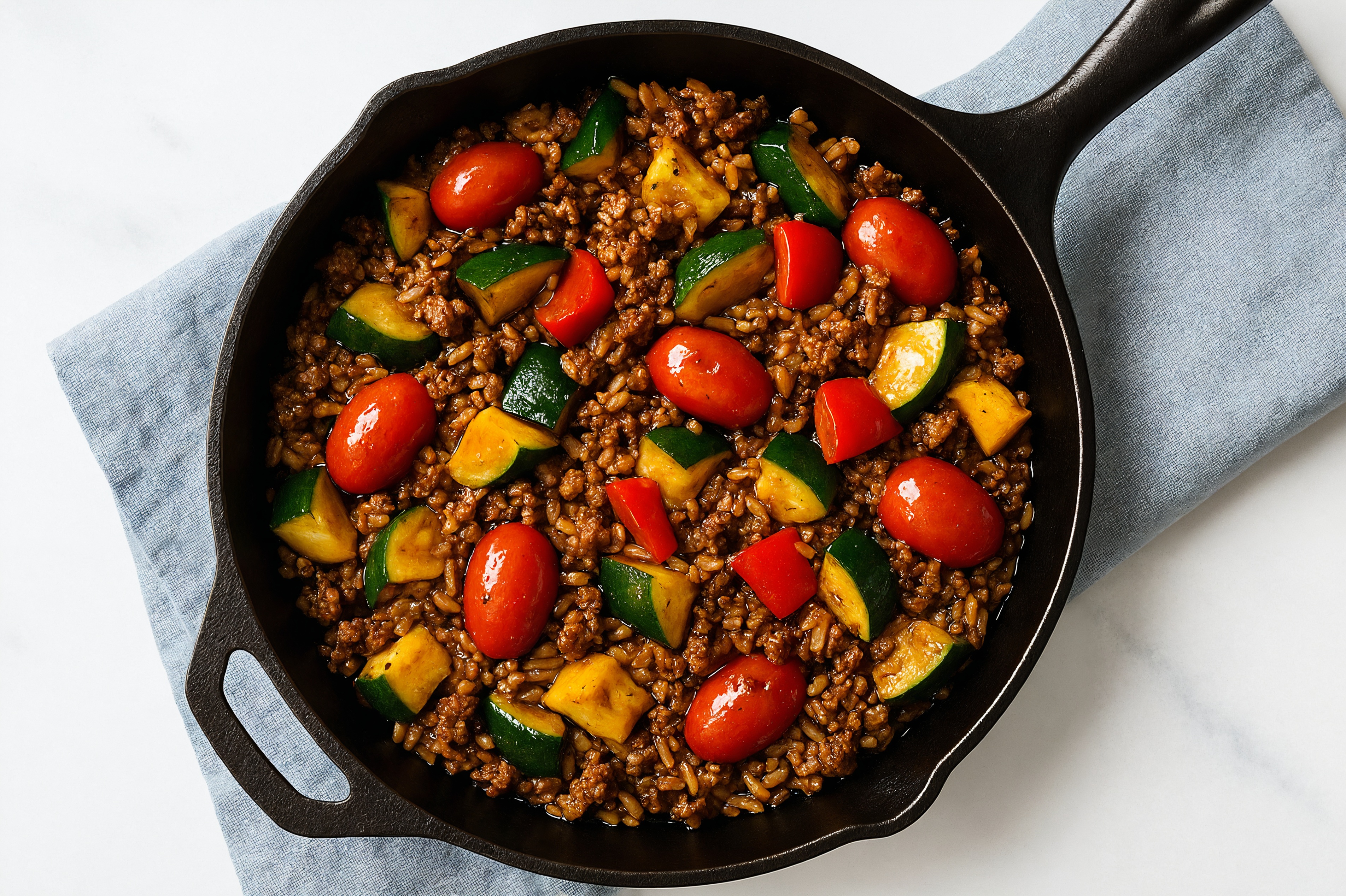 Herby Japanese Bbq Squash + Ground Beef Patties Stir-Fry