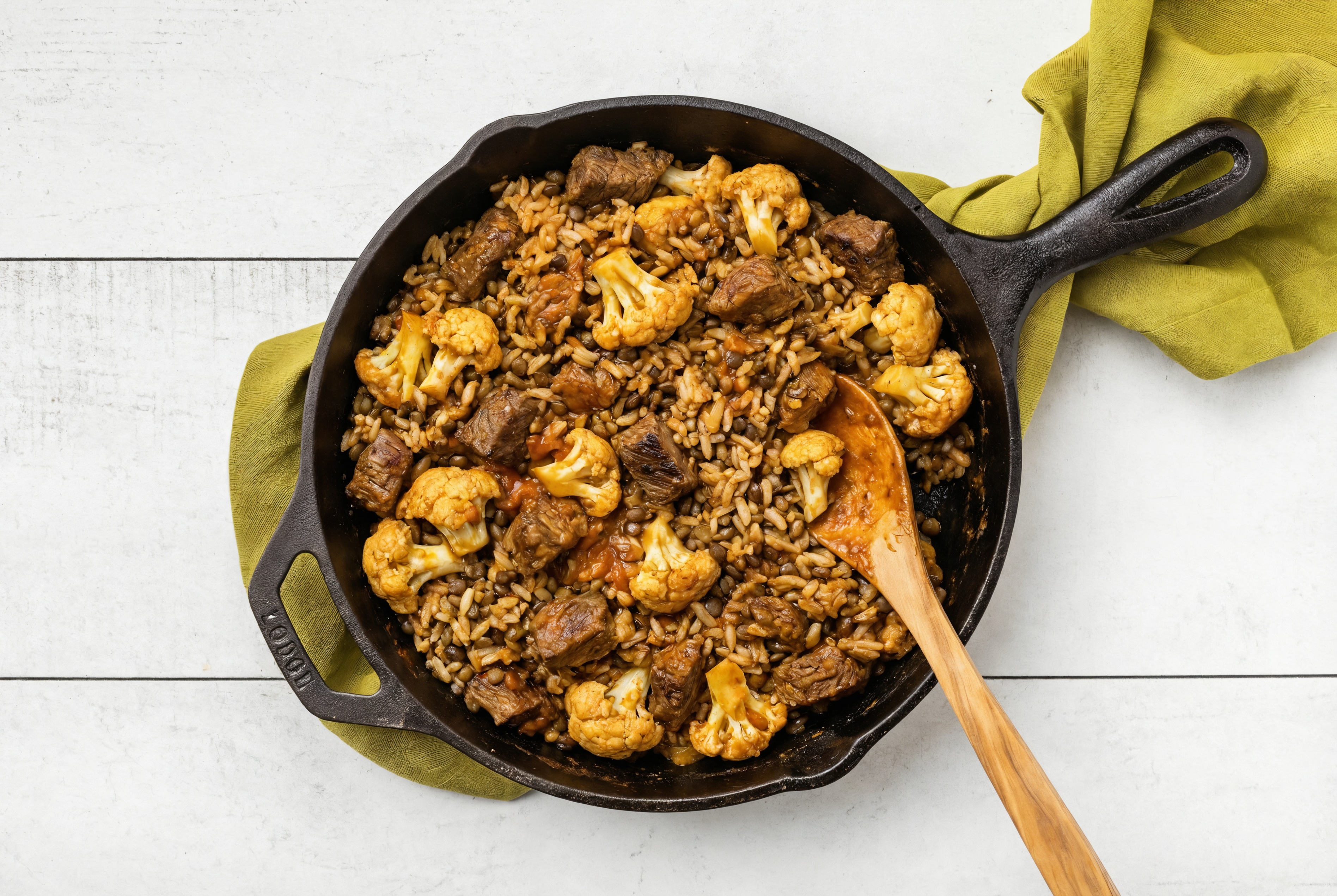 Tikka Masala Beef Stir-Fry with Cauliflower over Quinoa