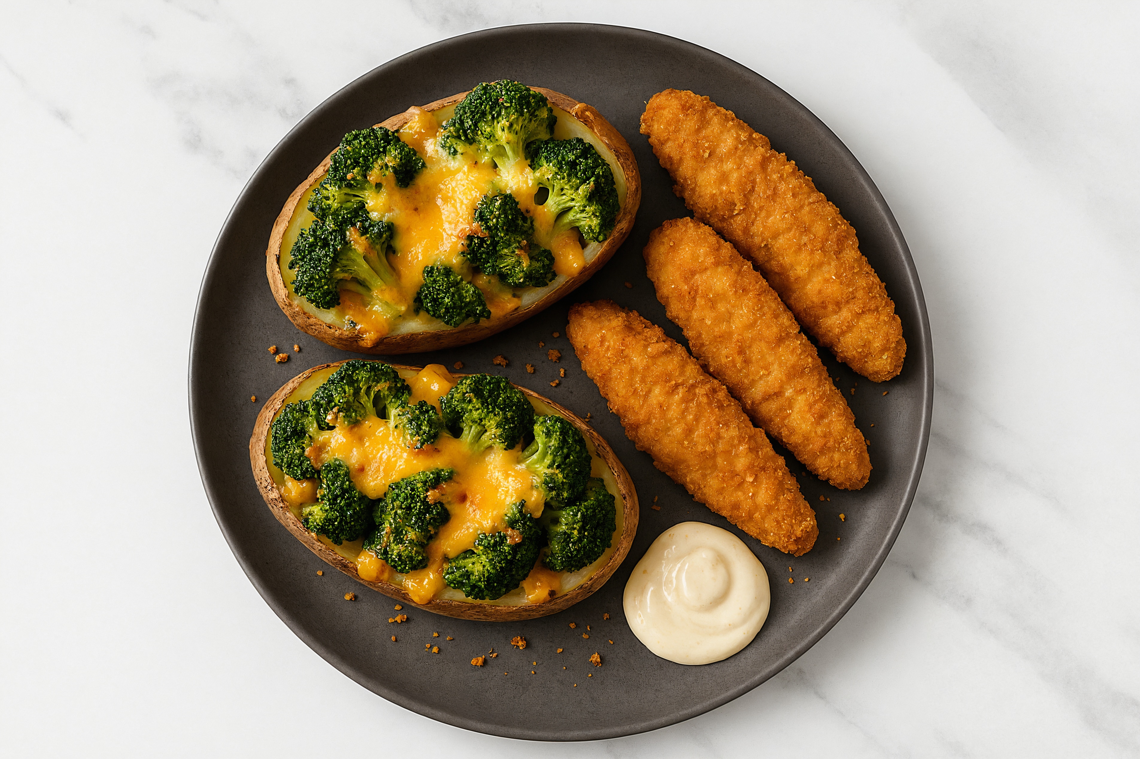 Herby Chik'n Tenders Broccoli Florets Plate with Creamy Horseradish