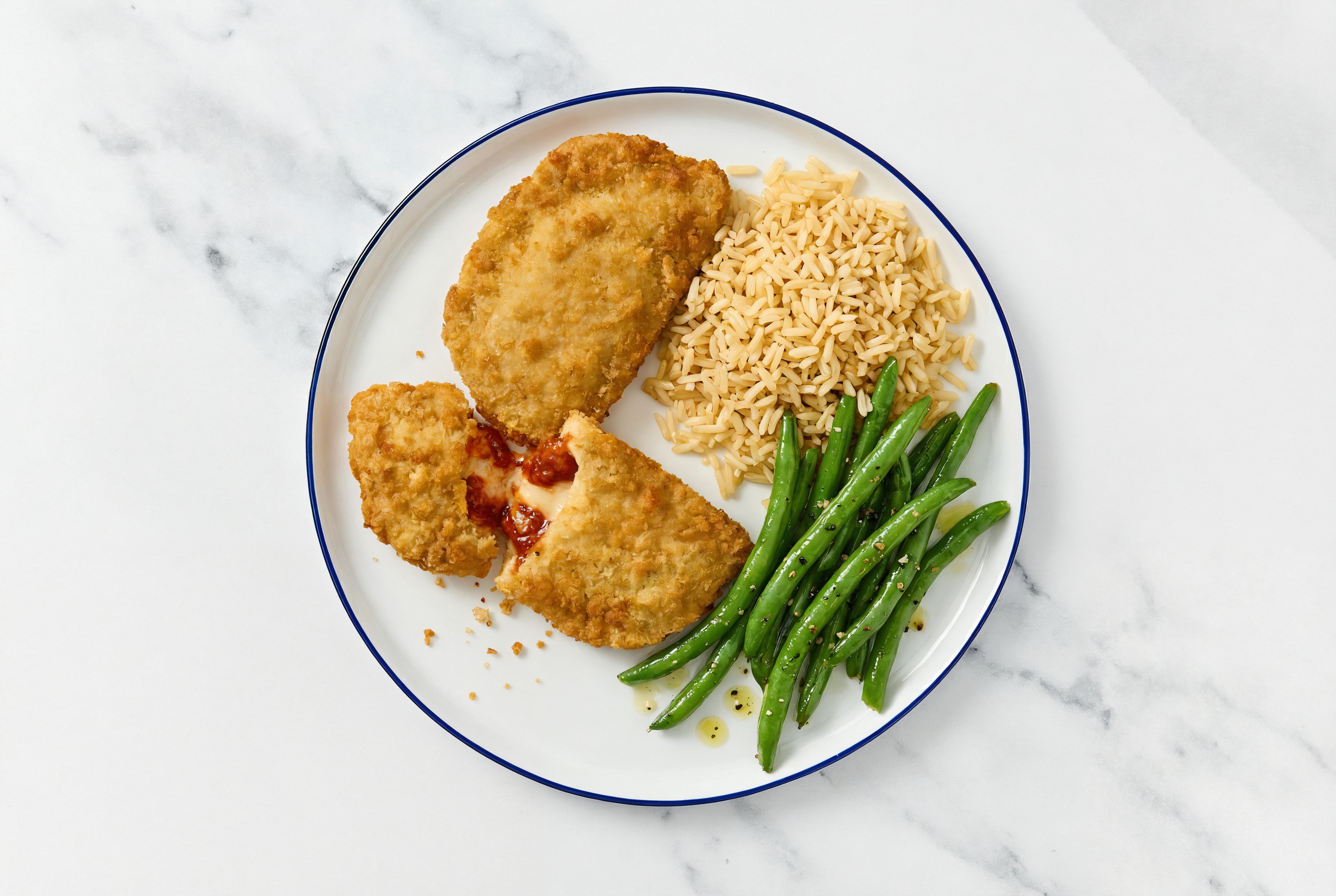 "Chicken" Parm with Green Beans & Bone Broth Rice