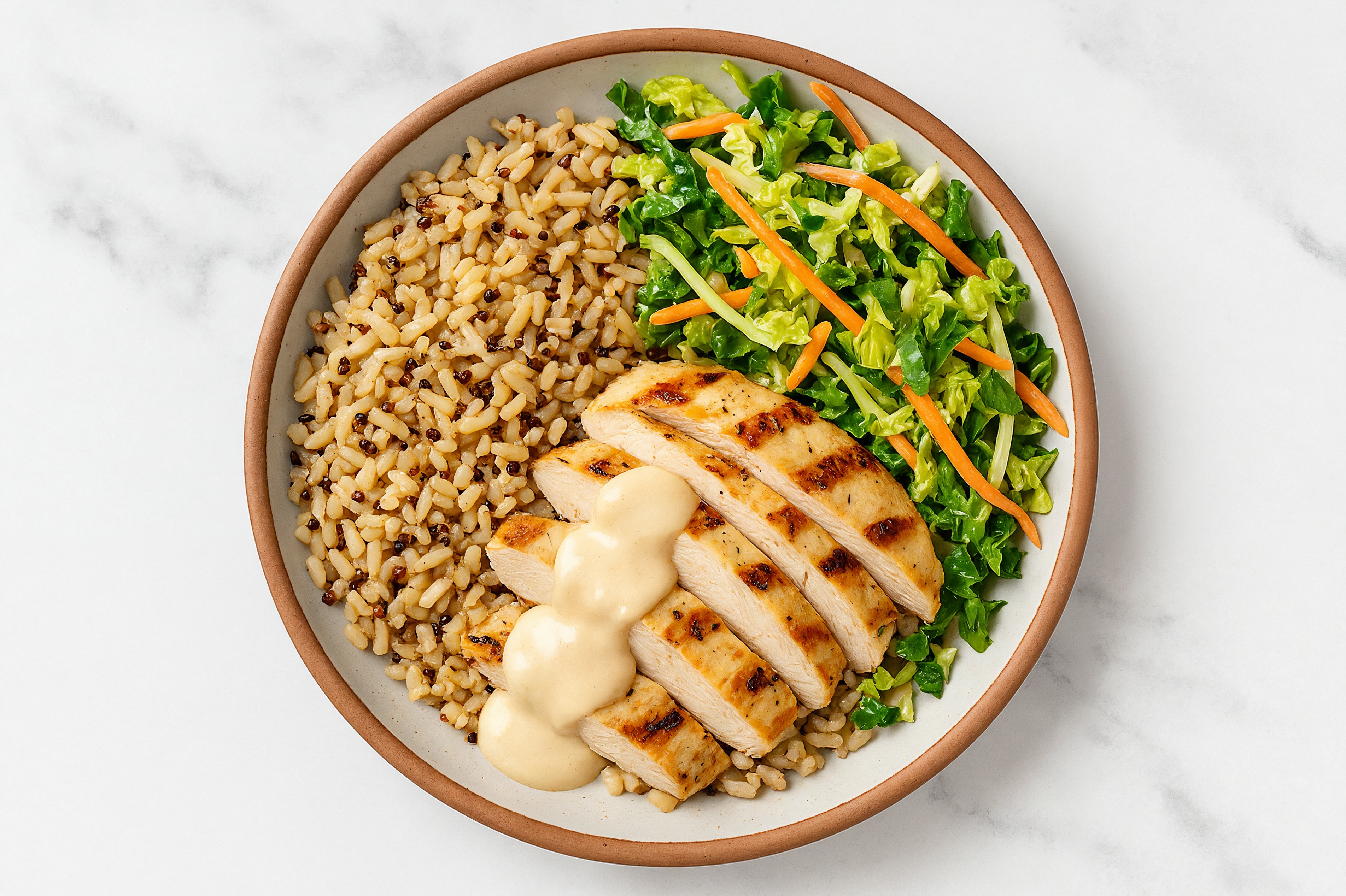 Super Creamy Garlic Grilled Chicken Rice Bowl