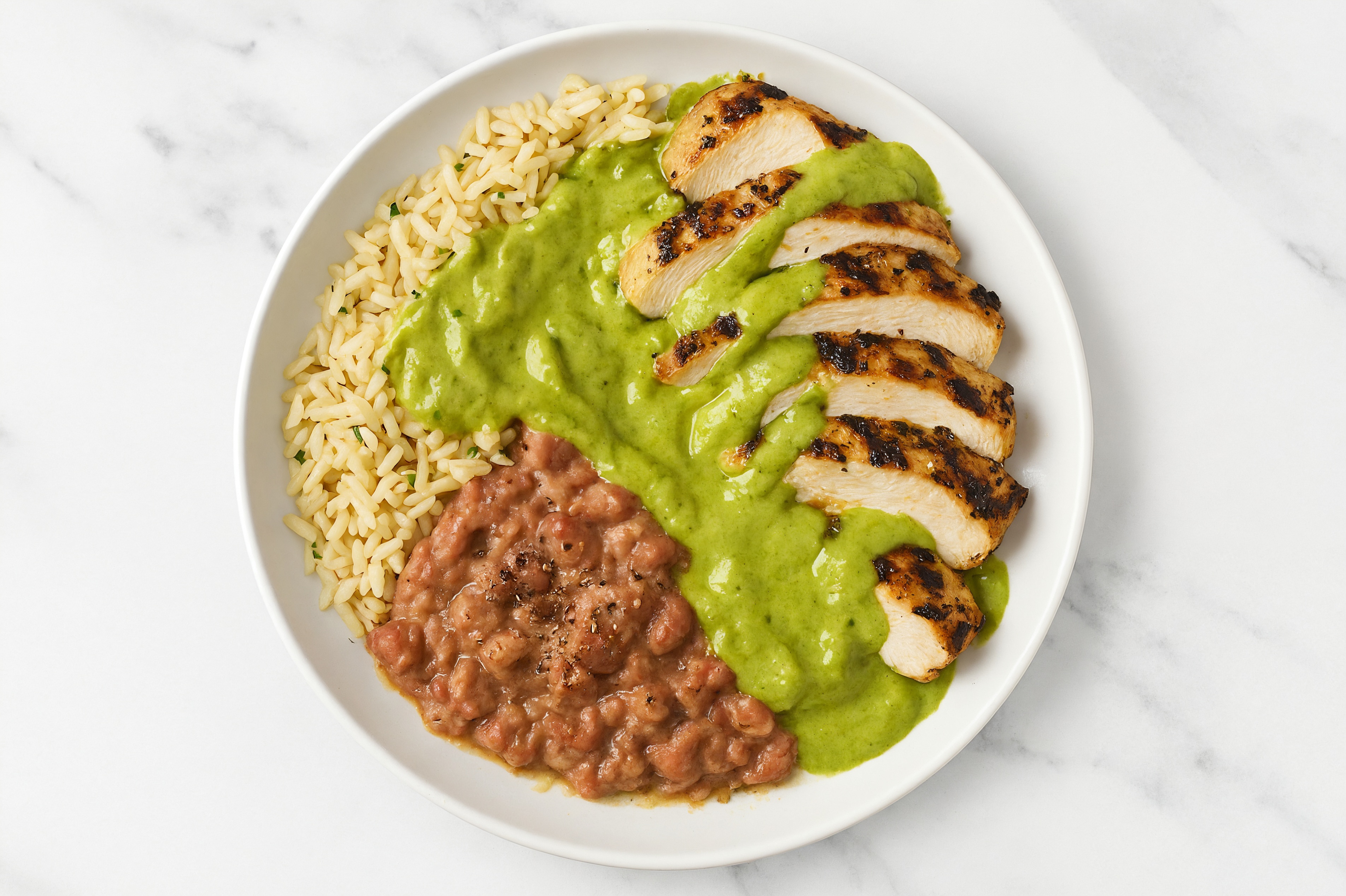 Grilled Mediterranean Chicken Breast + Refried Red Beans Bean Cilantro Lime Rice Bowl