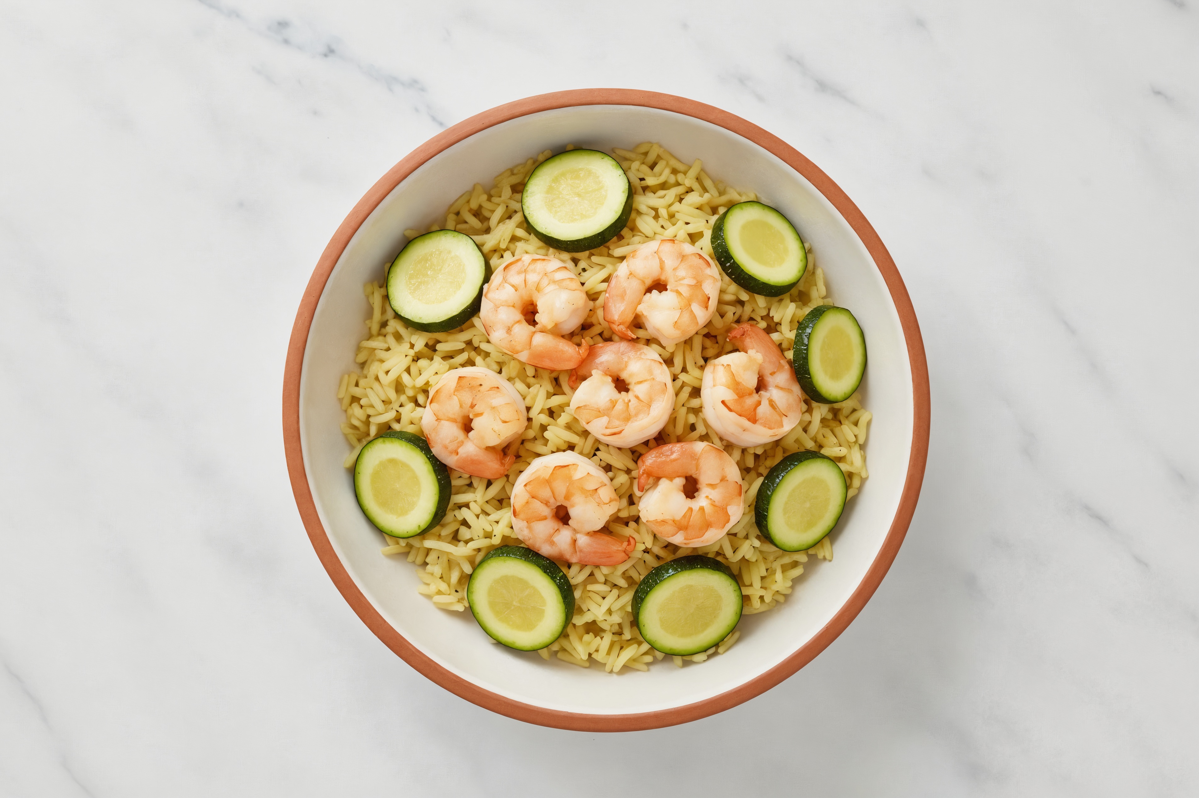 Lemony Jumbo Shrimp + Zucchini Rice Bowl