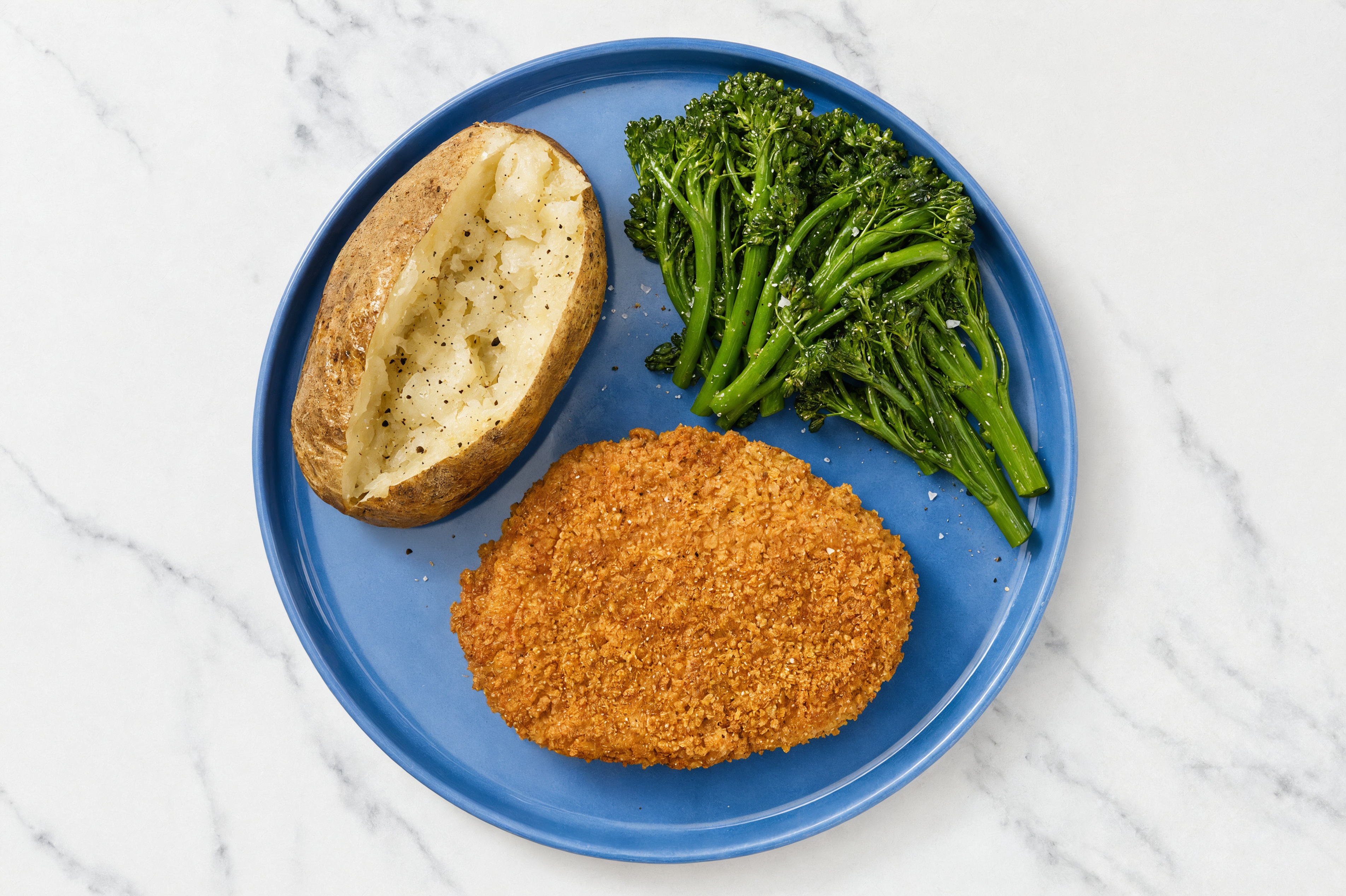 Hot Honey Breaded Chicken Cutlet with Baby Broccoli & Russet Potato