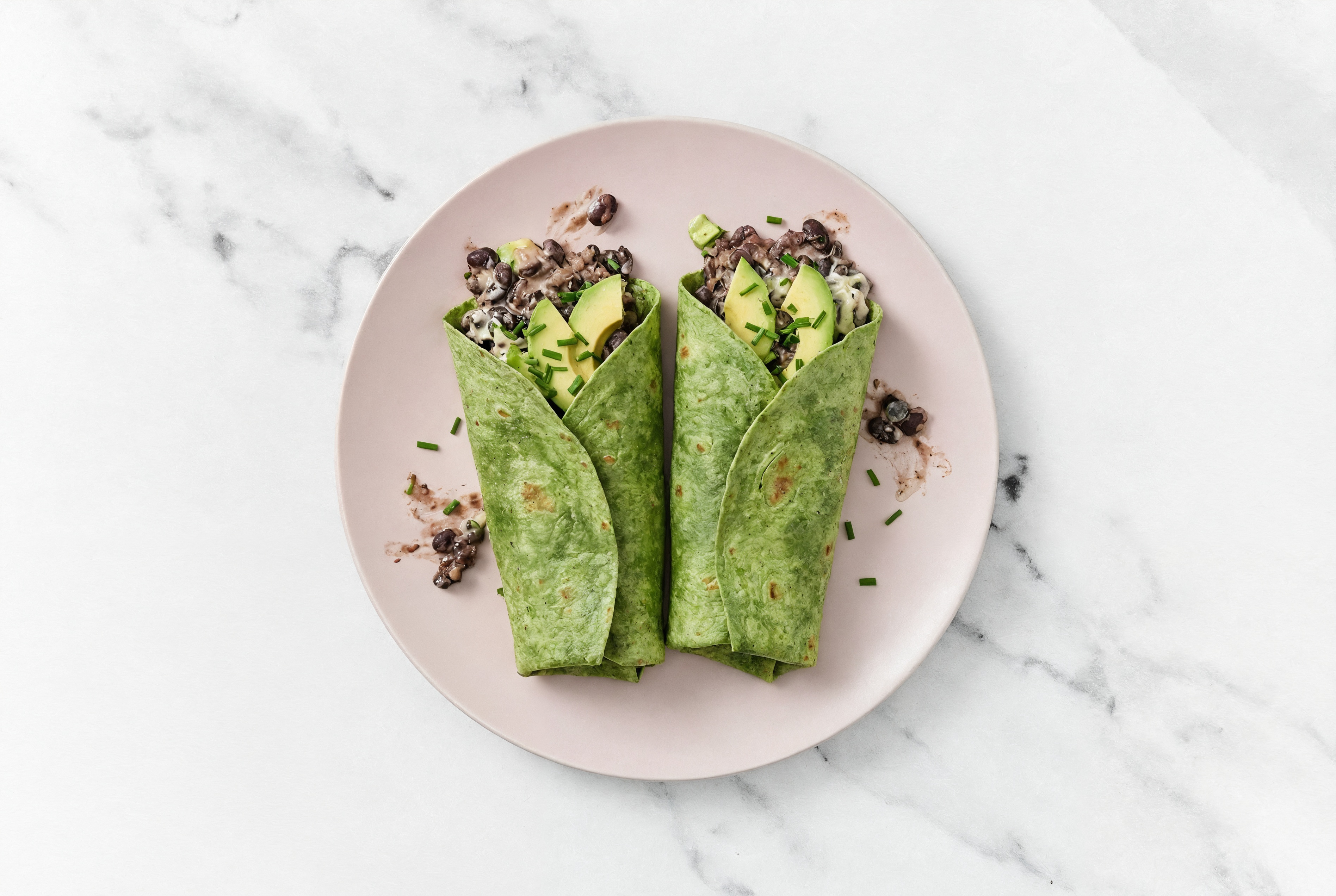 Avocado + Black Bean Spinach Tortilla Wraps