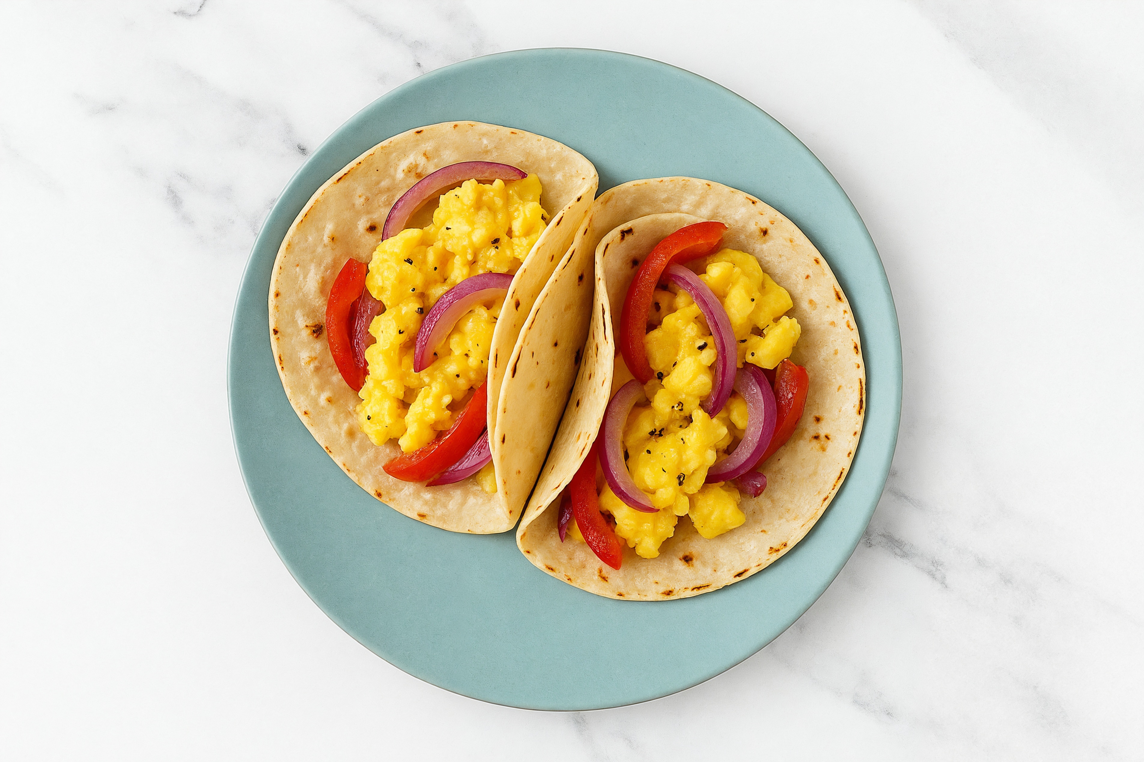 Veggie + Egg Tacos with Red Bell Pepper