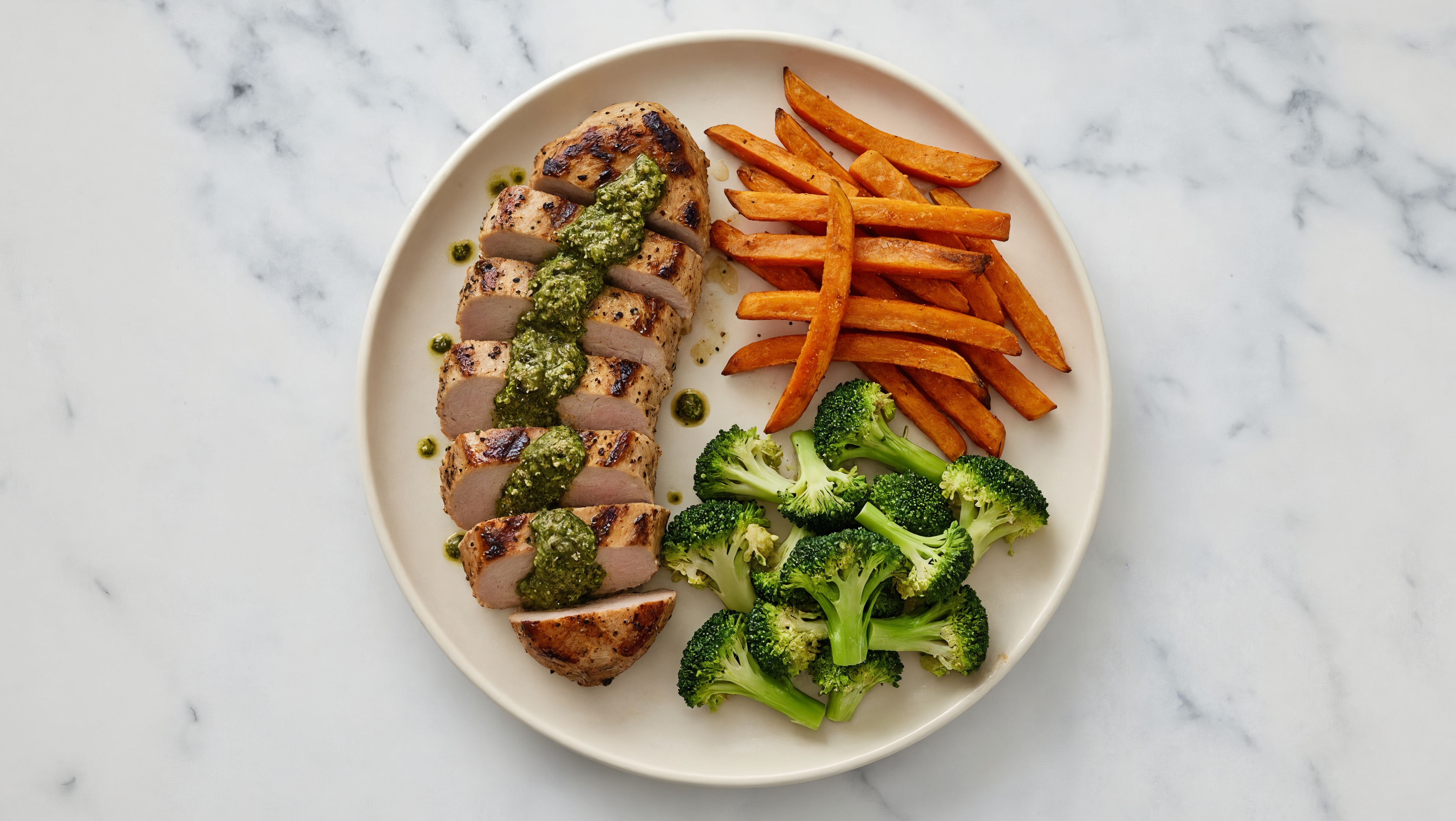  Pesto Grilled Pork Tenderloin + Sweet Potato