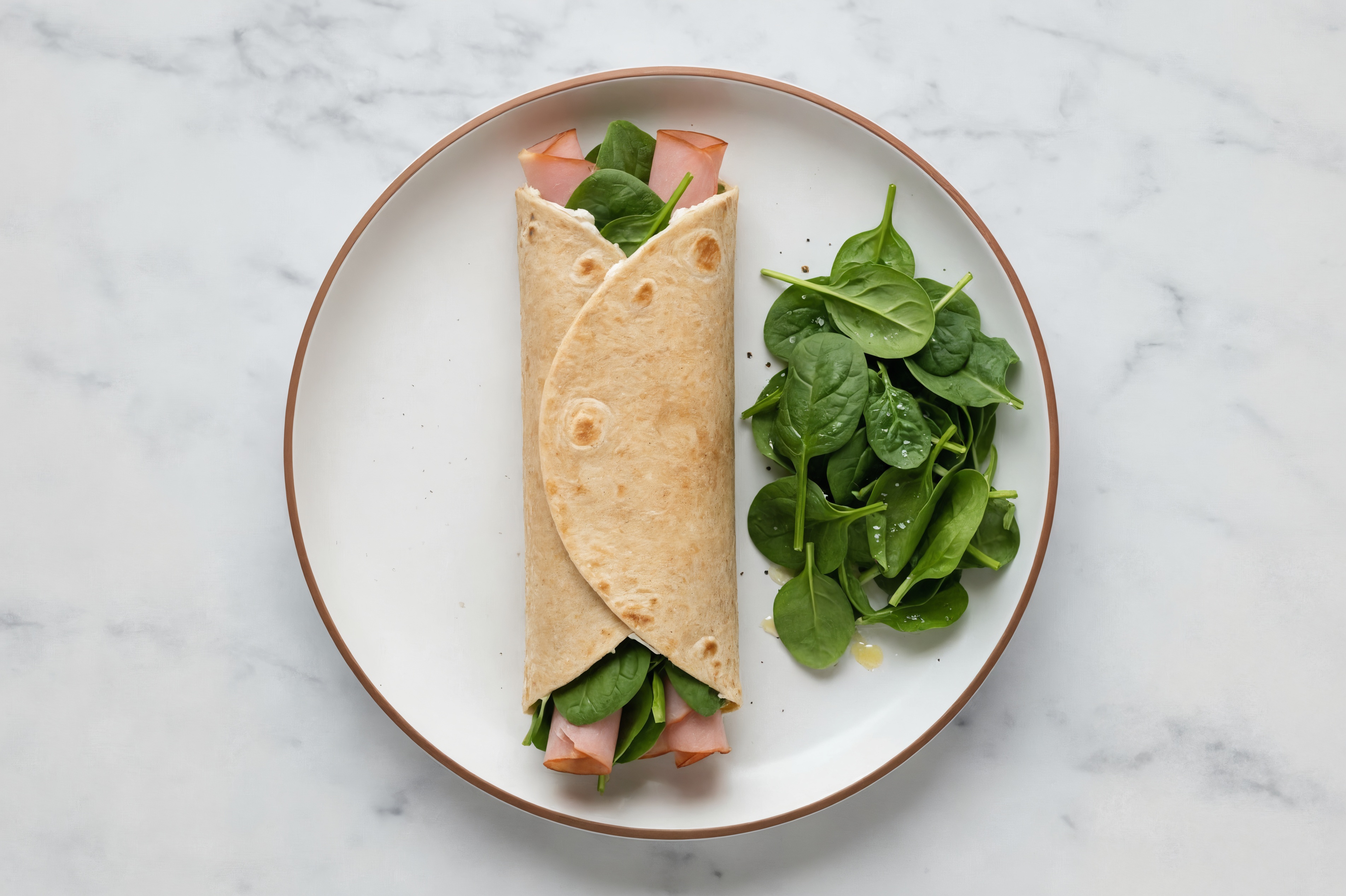 Creamy Deli-Style Ham Wrap with Baby Spinach