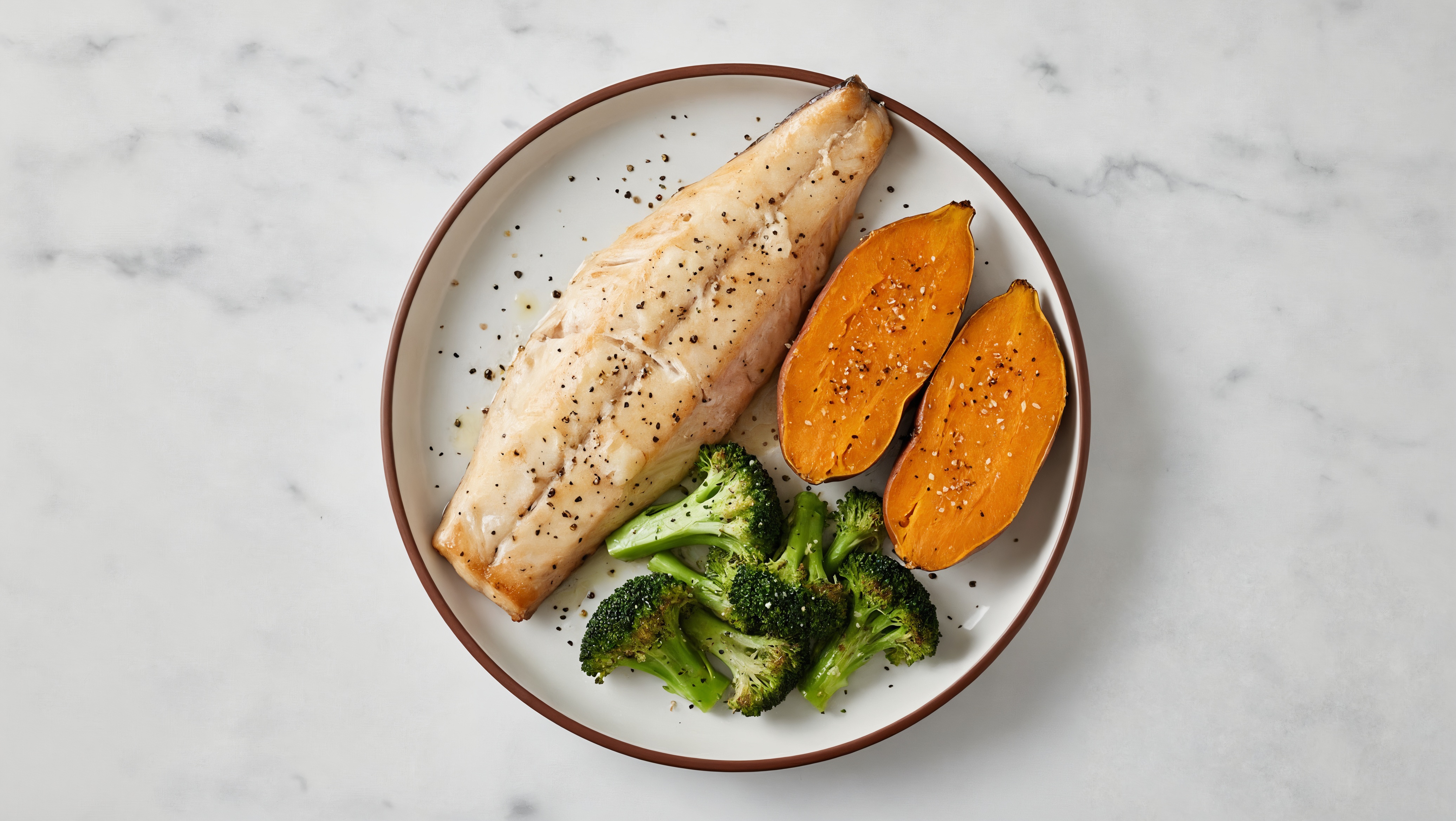 Herby Ranch Seasoned Trout with Sweet Potato + Organic Broccoli