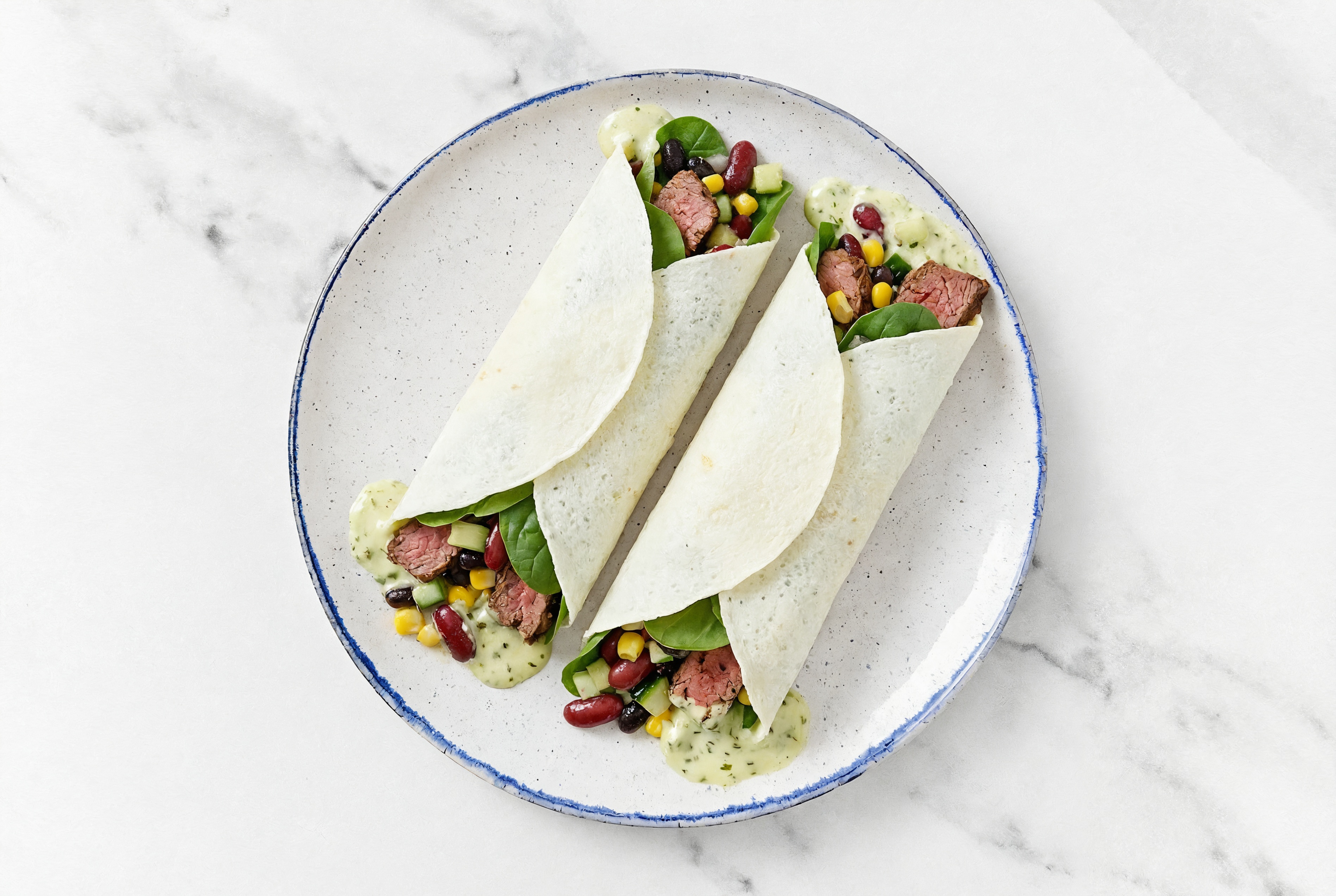 Jalapeño Sliced Steak + Cucumber Wraps with Spinach