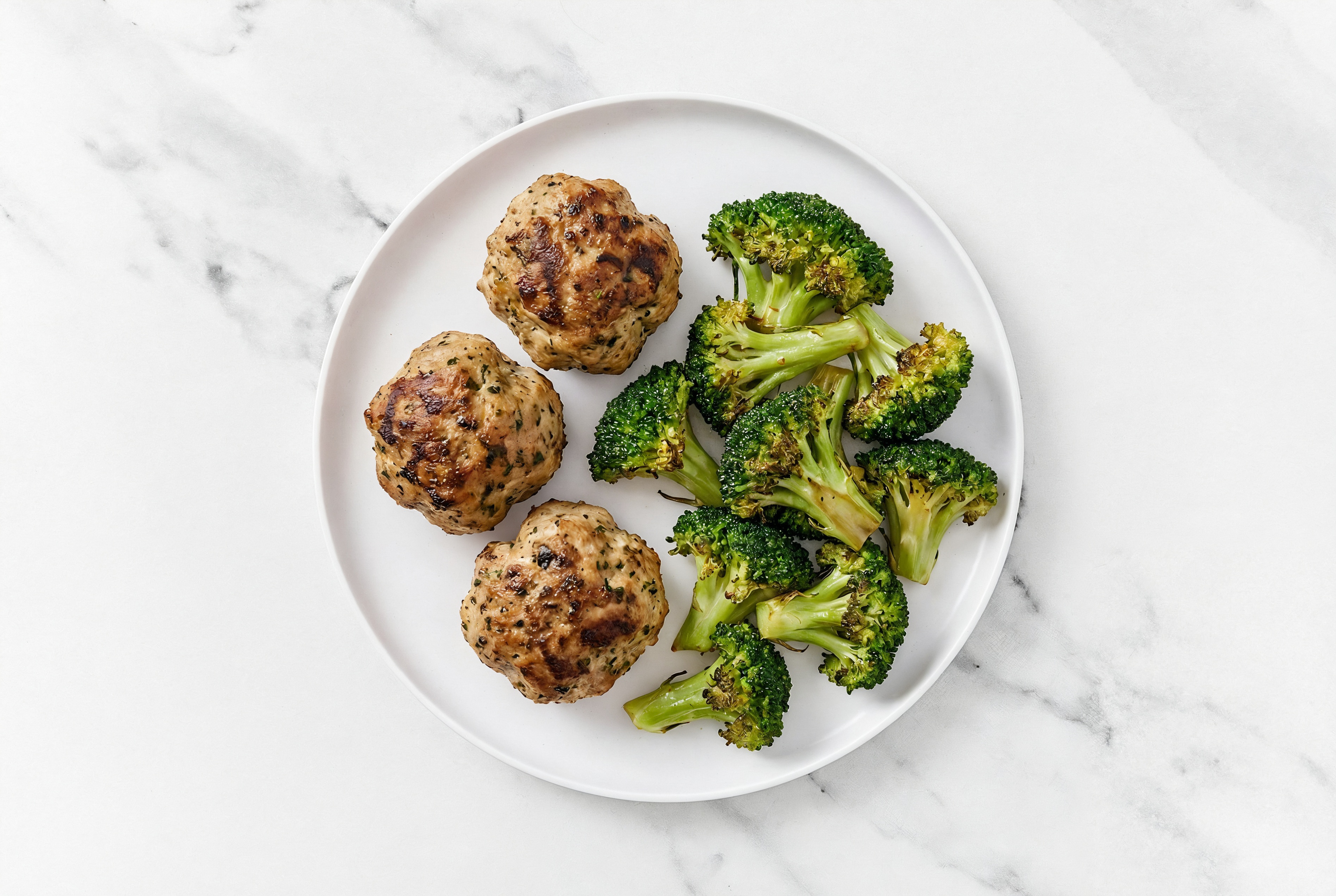 Classic Turkey Meatballs + Steamed Broccoli Florets