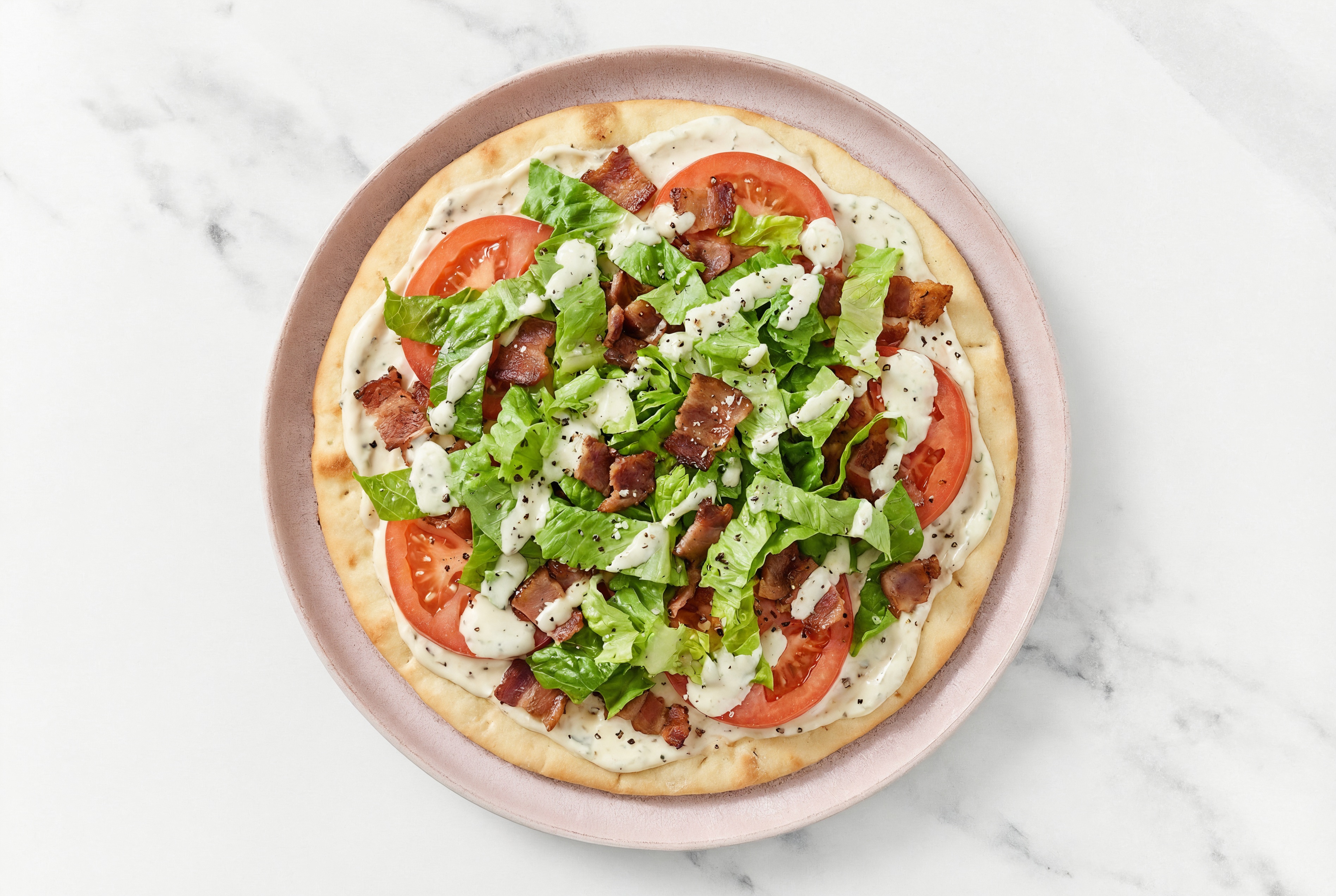 Herby Garlicky BLT Flatbread with Maple Bourbon Pork Bacon