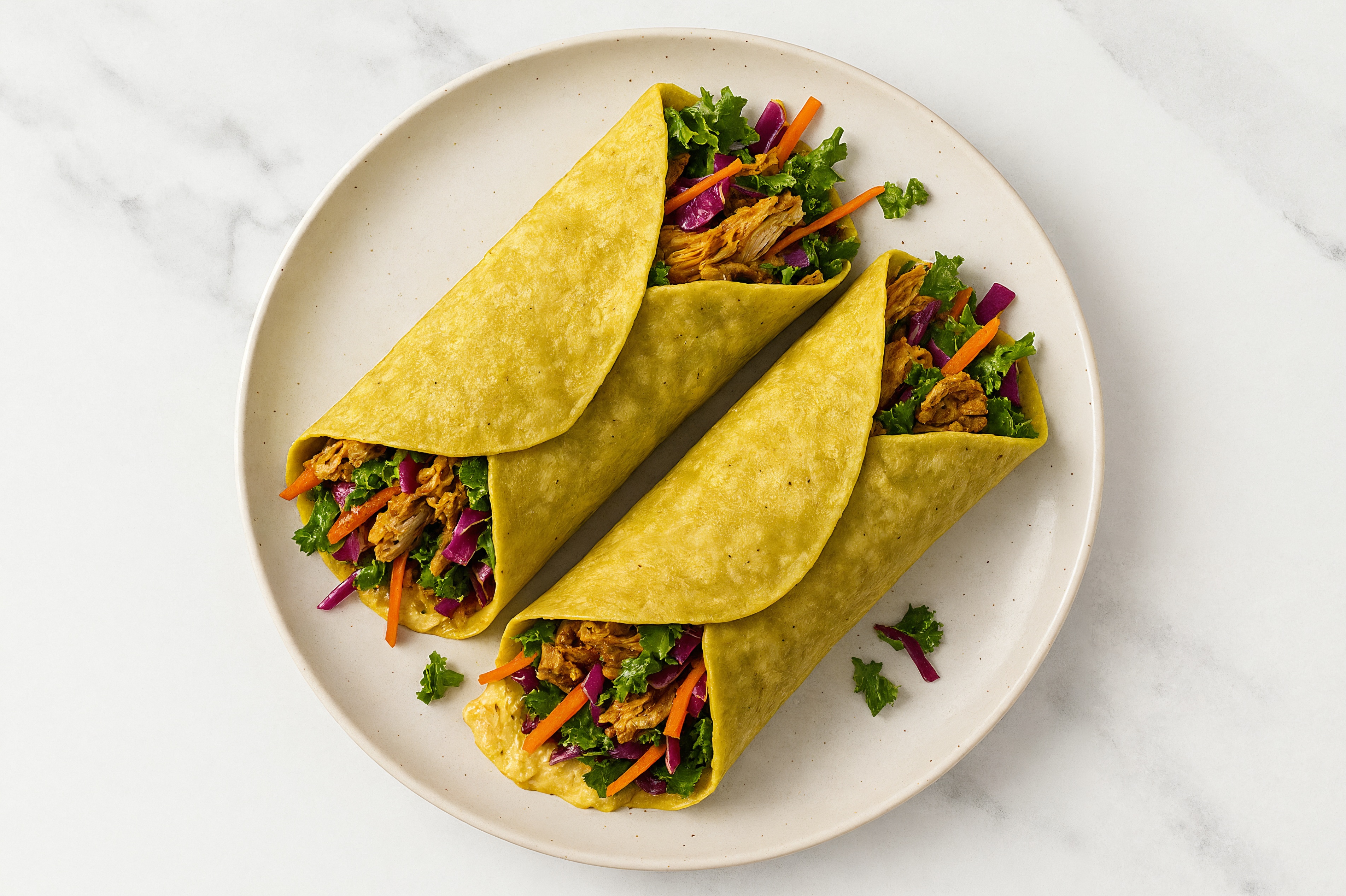Shawarma Chicken + Lemony Olive Oil Sea Salt Hummus Wraps