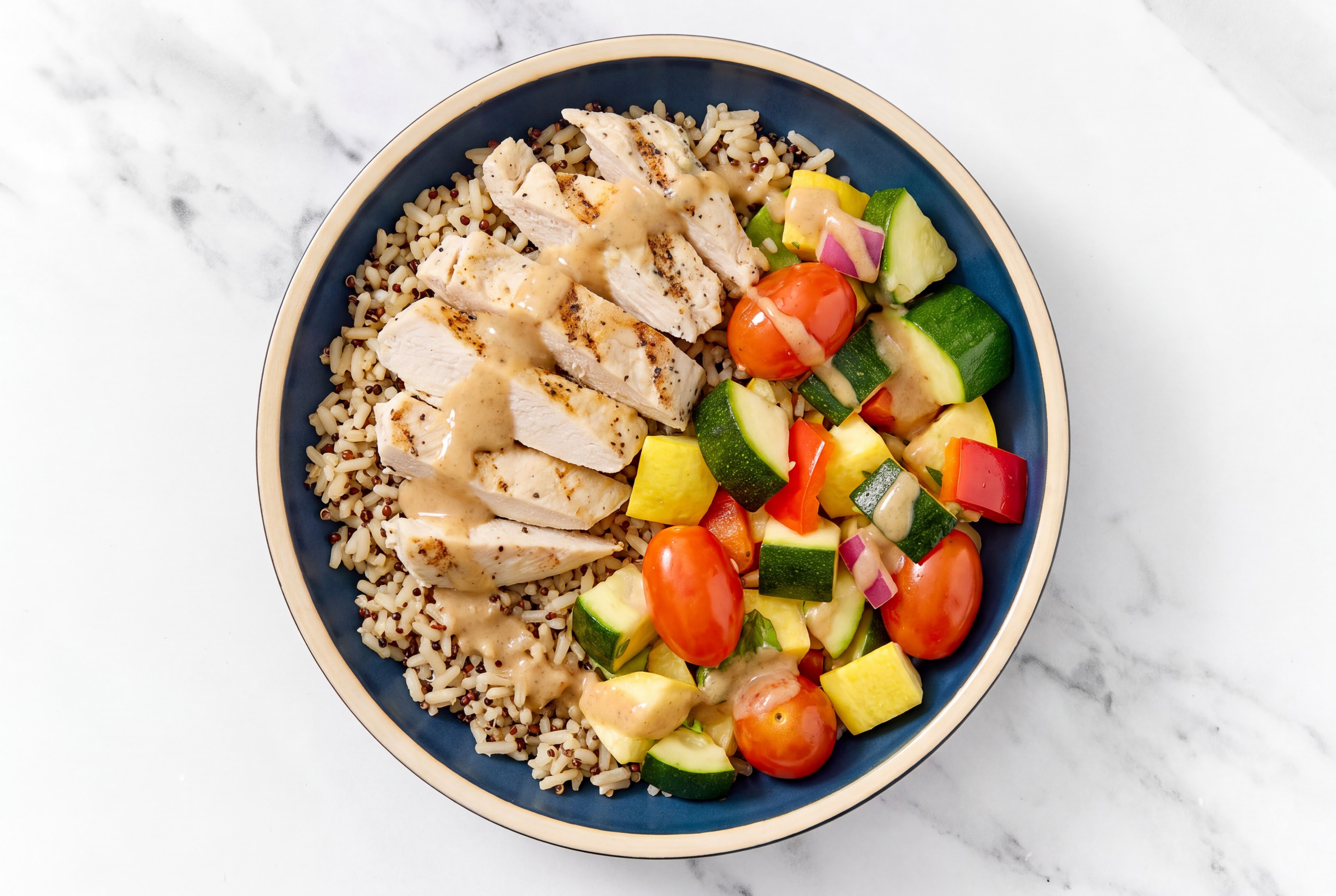 Gingery Ponzu Chicken + Stir-Fry Summer Veg Bowl