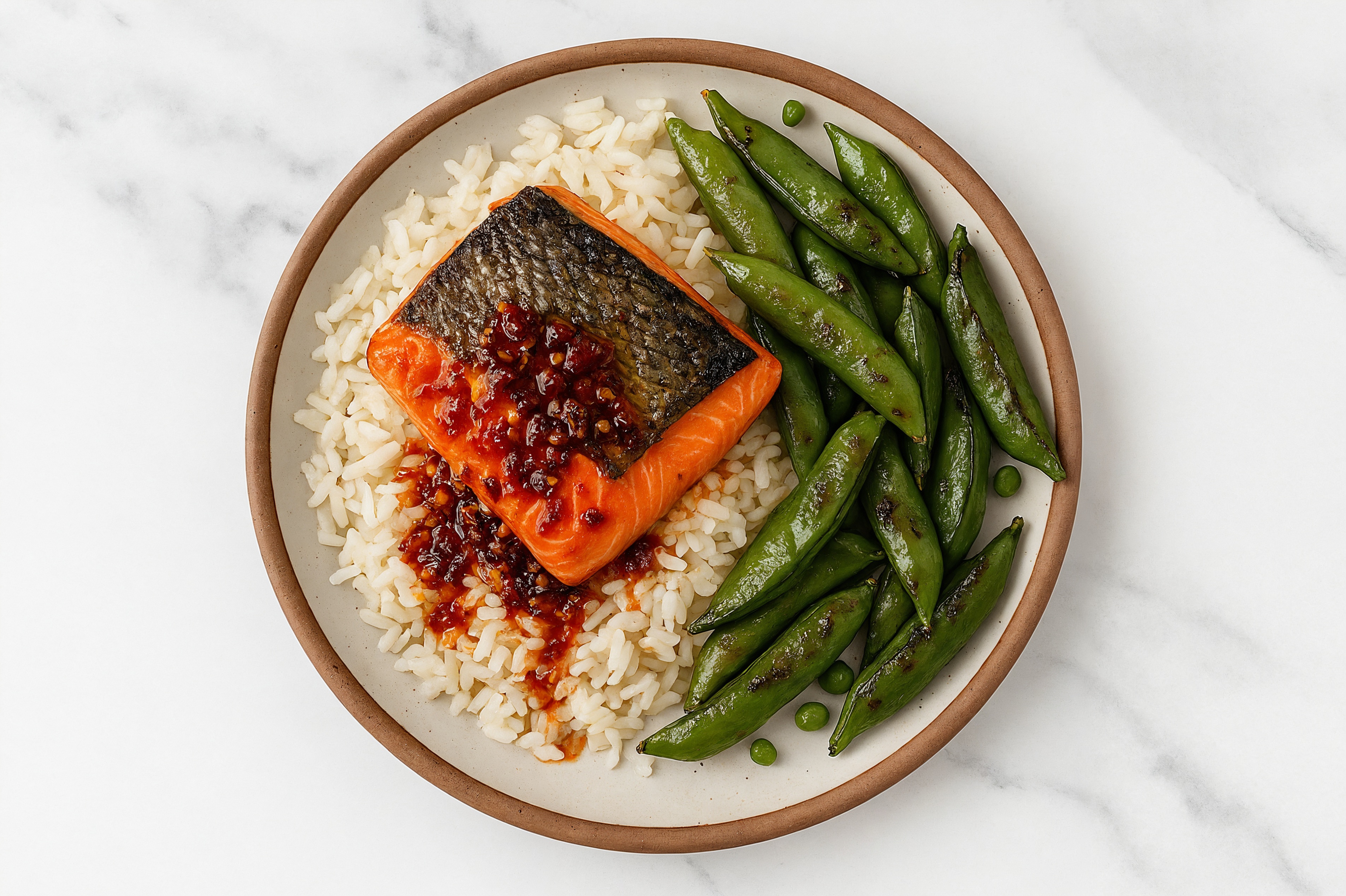 Chili Crisp Wild Salmon Long Grain White Rice Bowl