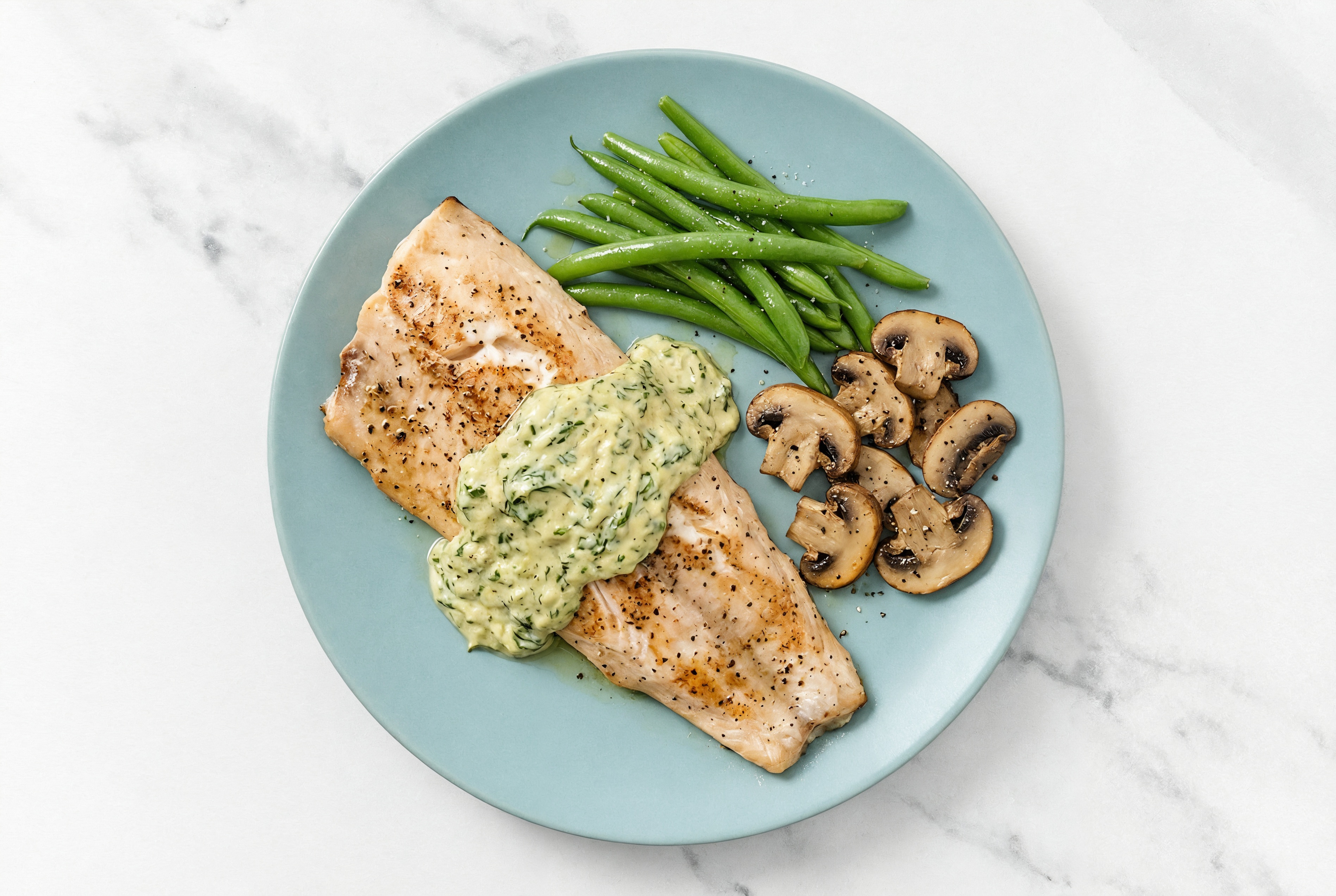 Herby Spinach Artichoke Trout Veggie Bowl