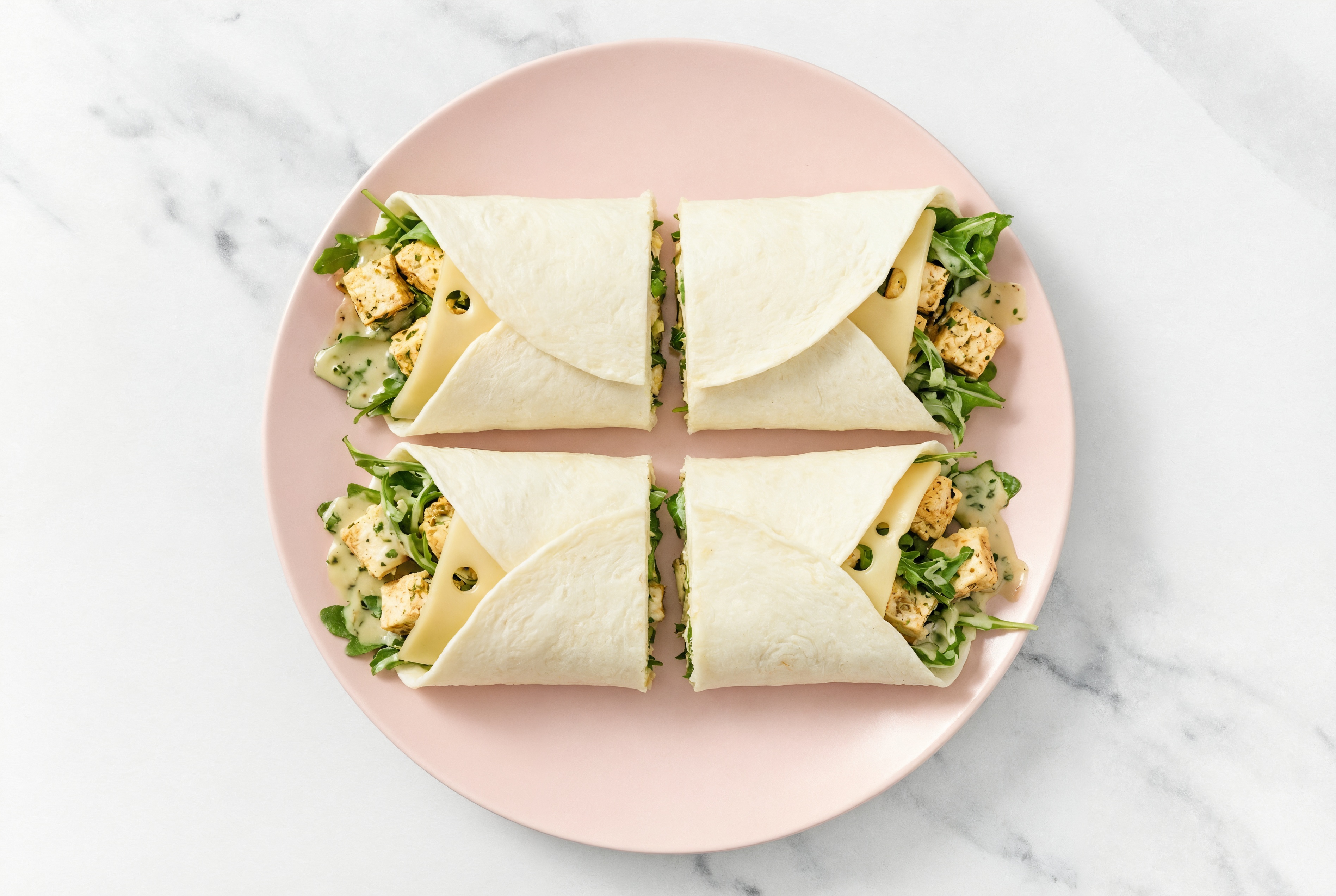 Herby Spiced Tofu + Swiss Wraps with Arugula