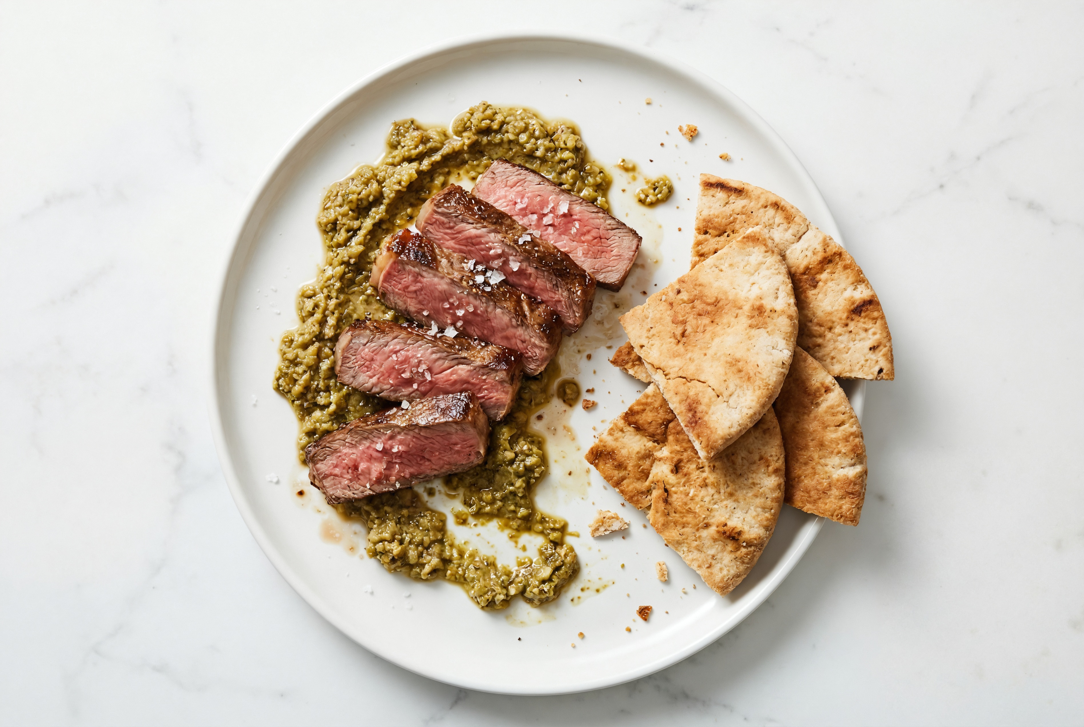 Ribeye Steak Whole Grain Pita Pockets + Roasted Garlic-Olive Tapenade