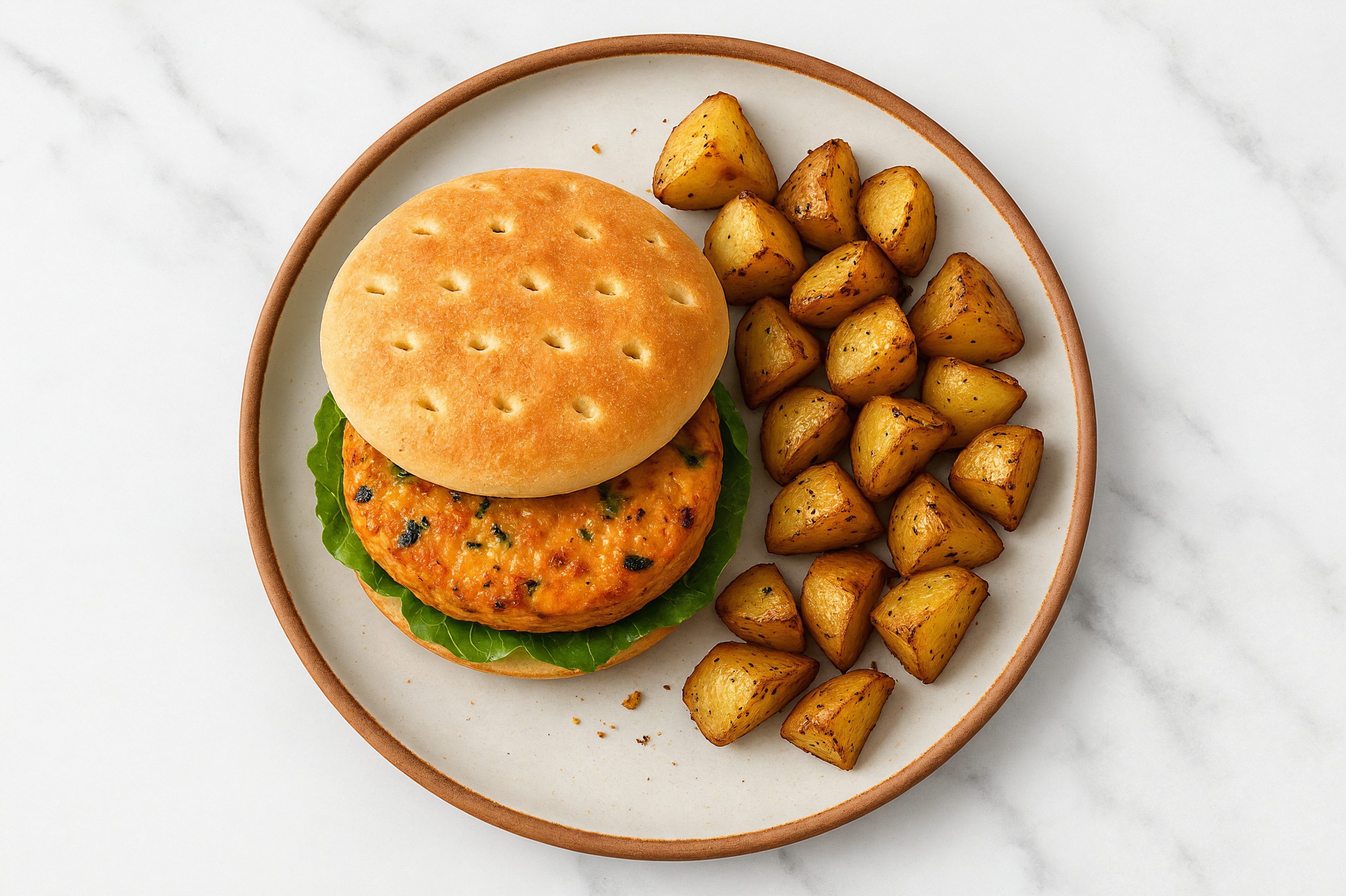 Herby Southwest Chicken Burger + Rosemary Potatoes