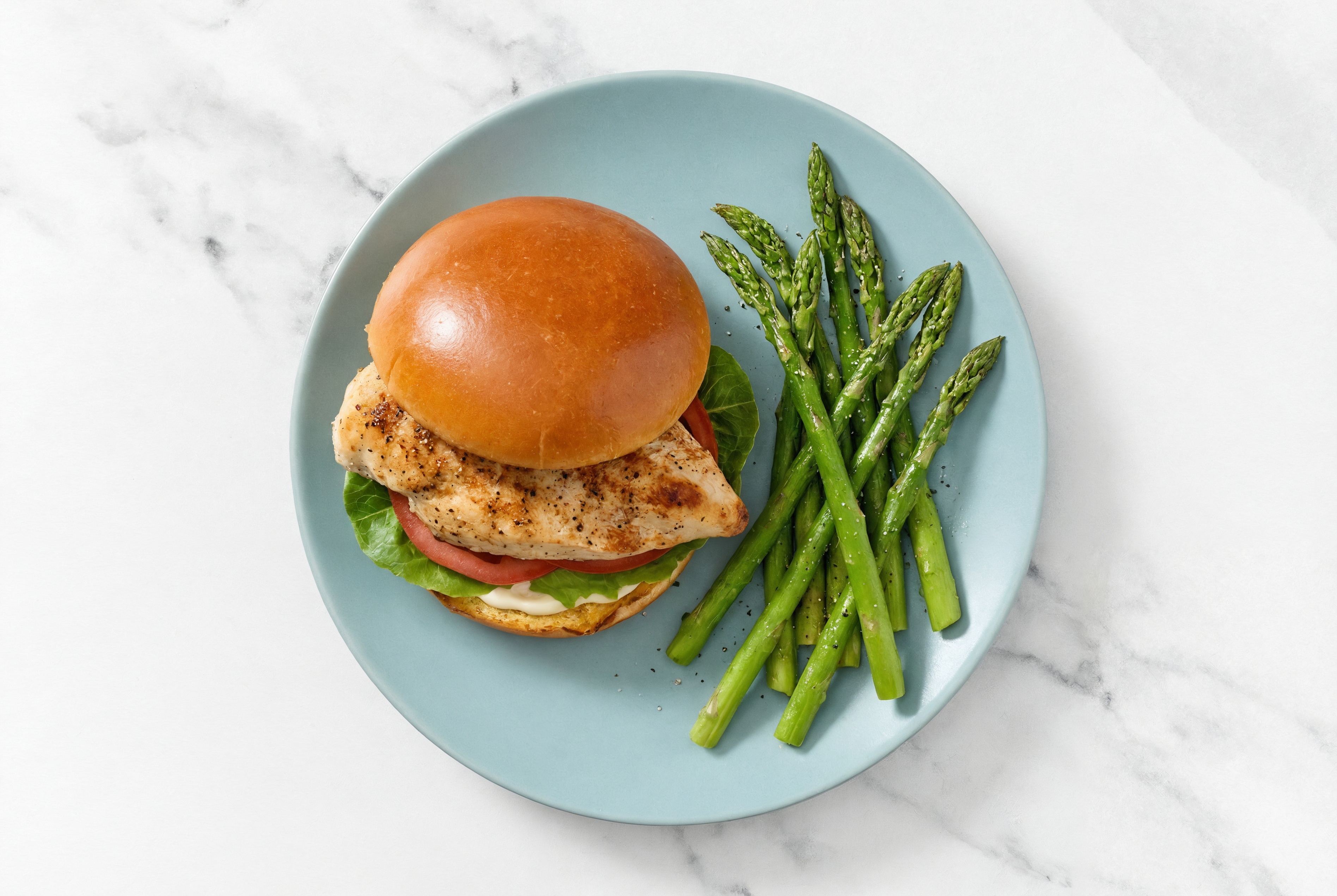 Herby Brioche Chicken Sandwich + Asparagus