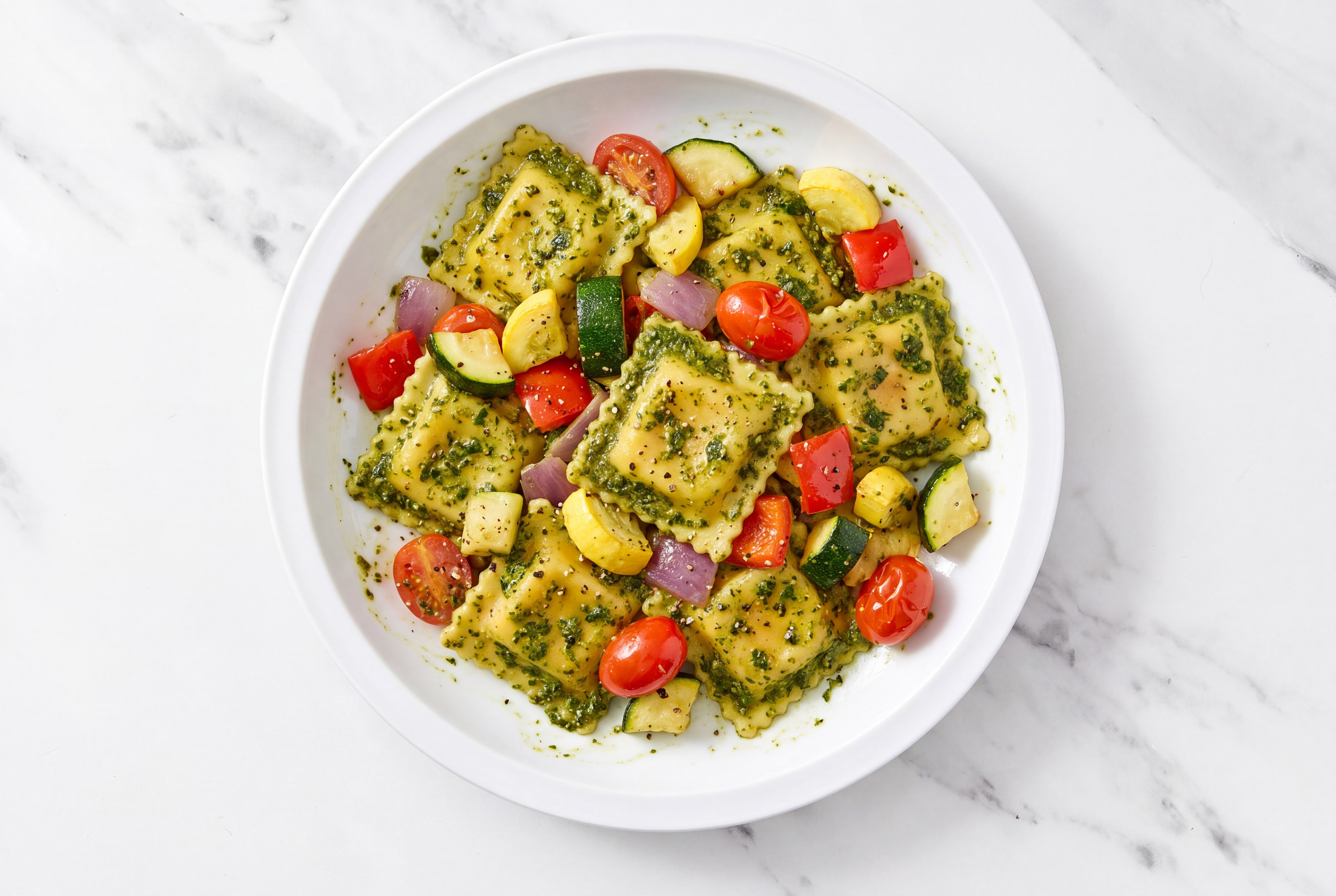 Summery Super Veggie Pesto Ravioli