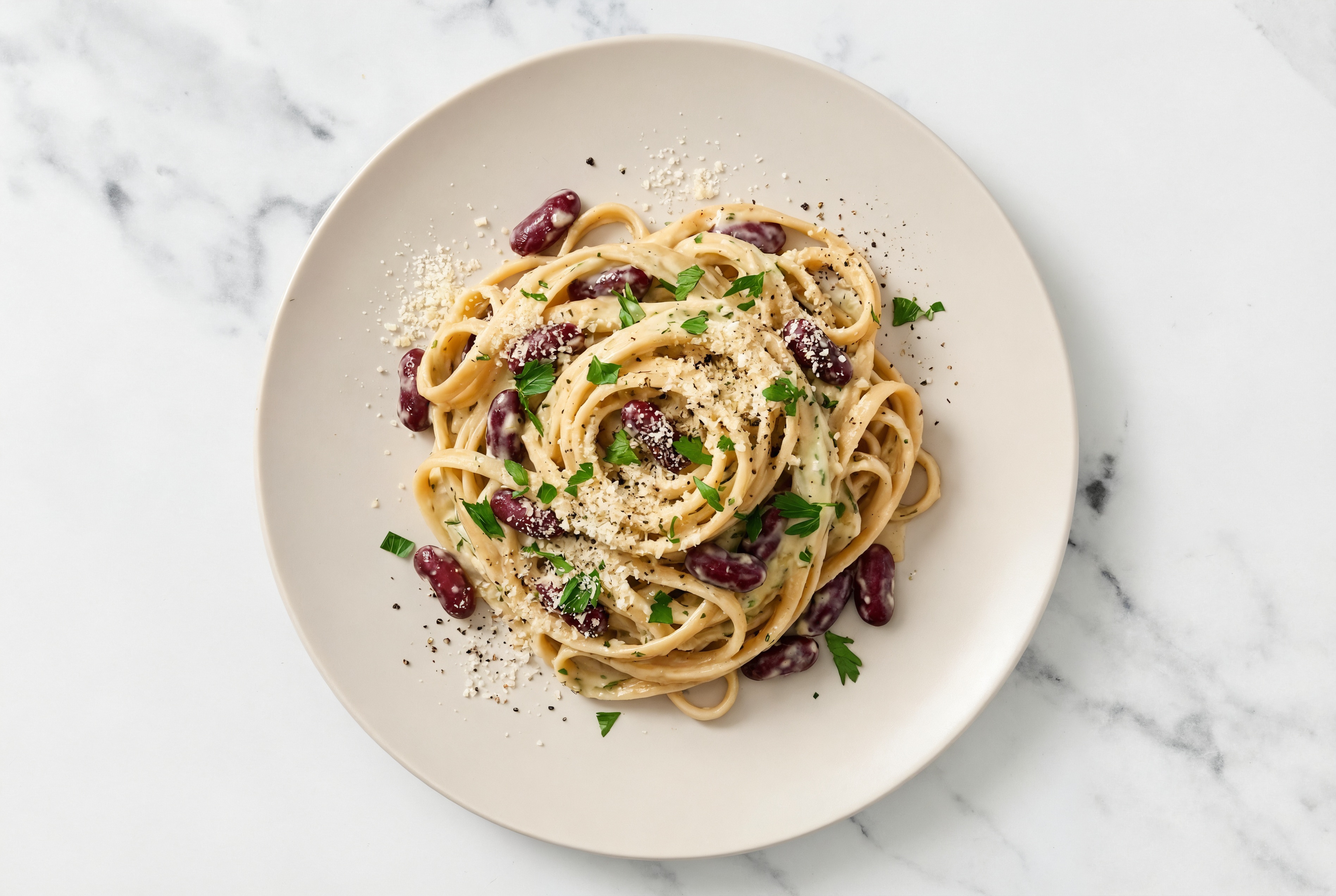 Kidney Beans Herb Cream Linguine