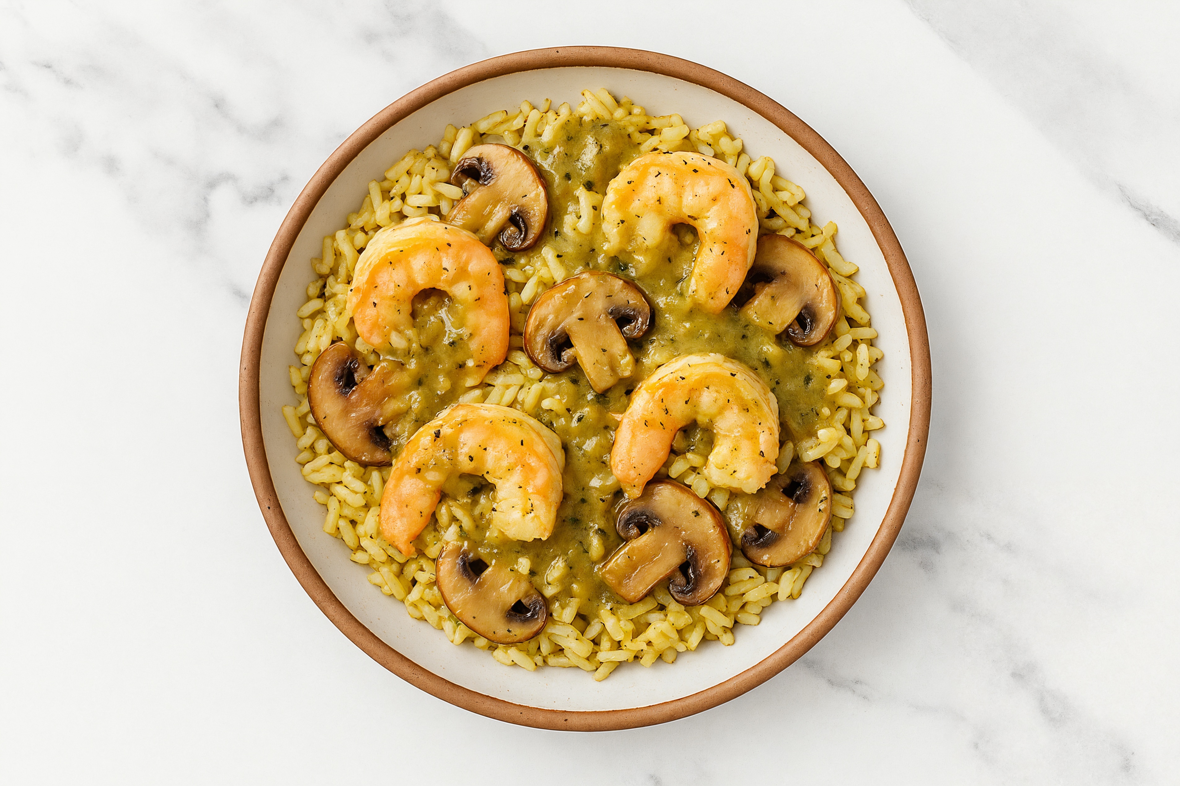 Green Chile Jumbo Shrimp + Mushroom Rice Bowl