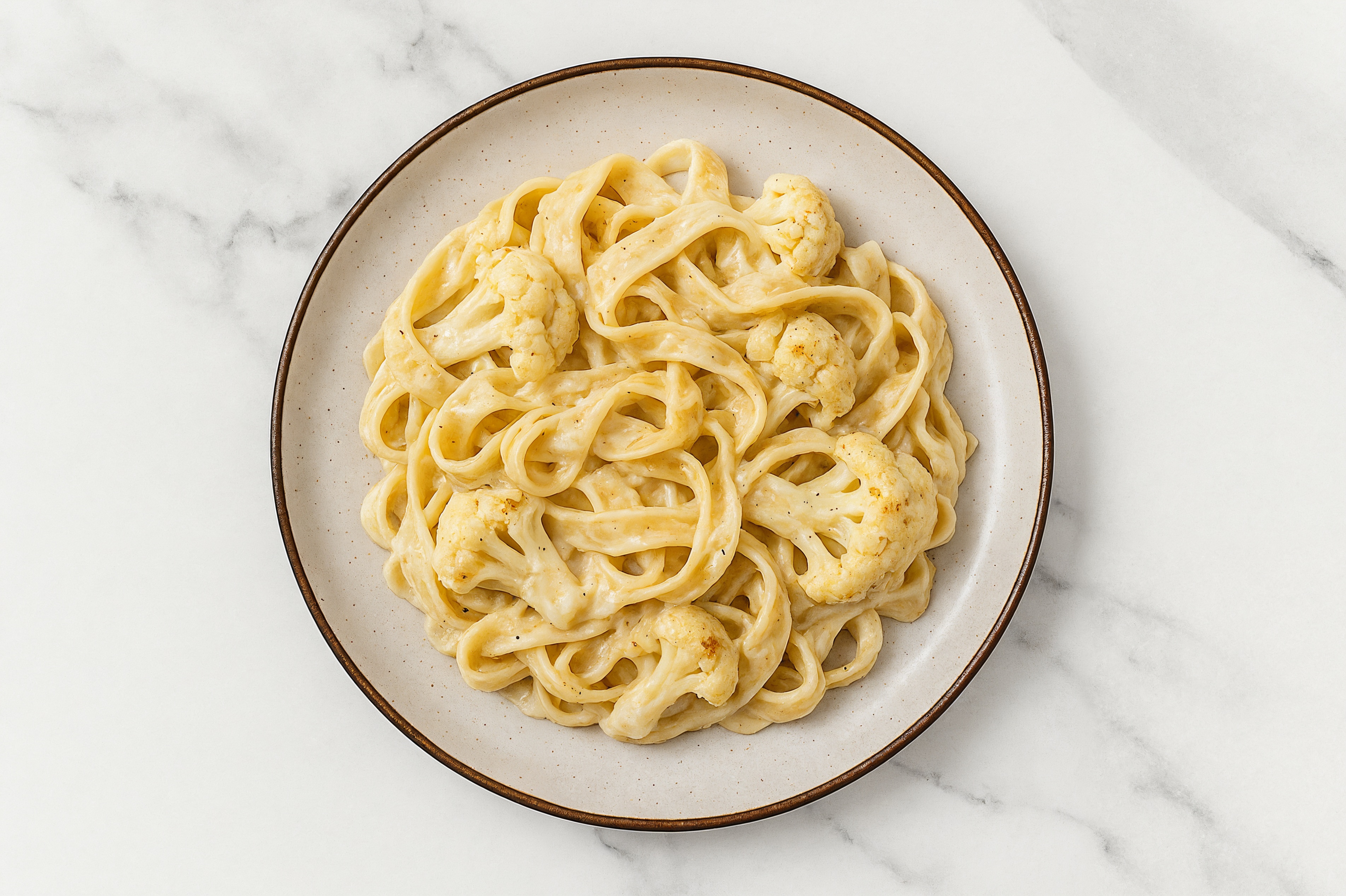 Alfredo Egg Tagliatelle Pasta with Cauliflower