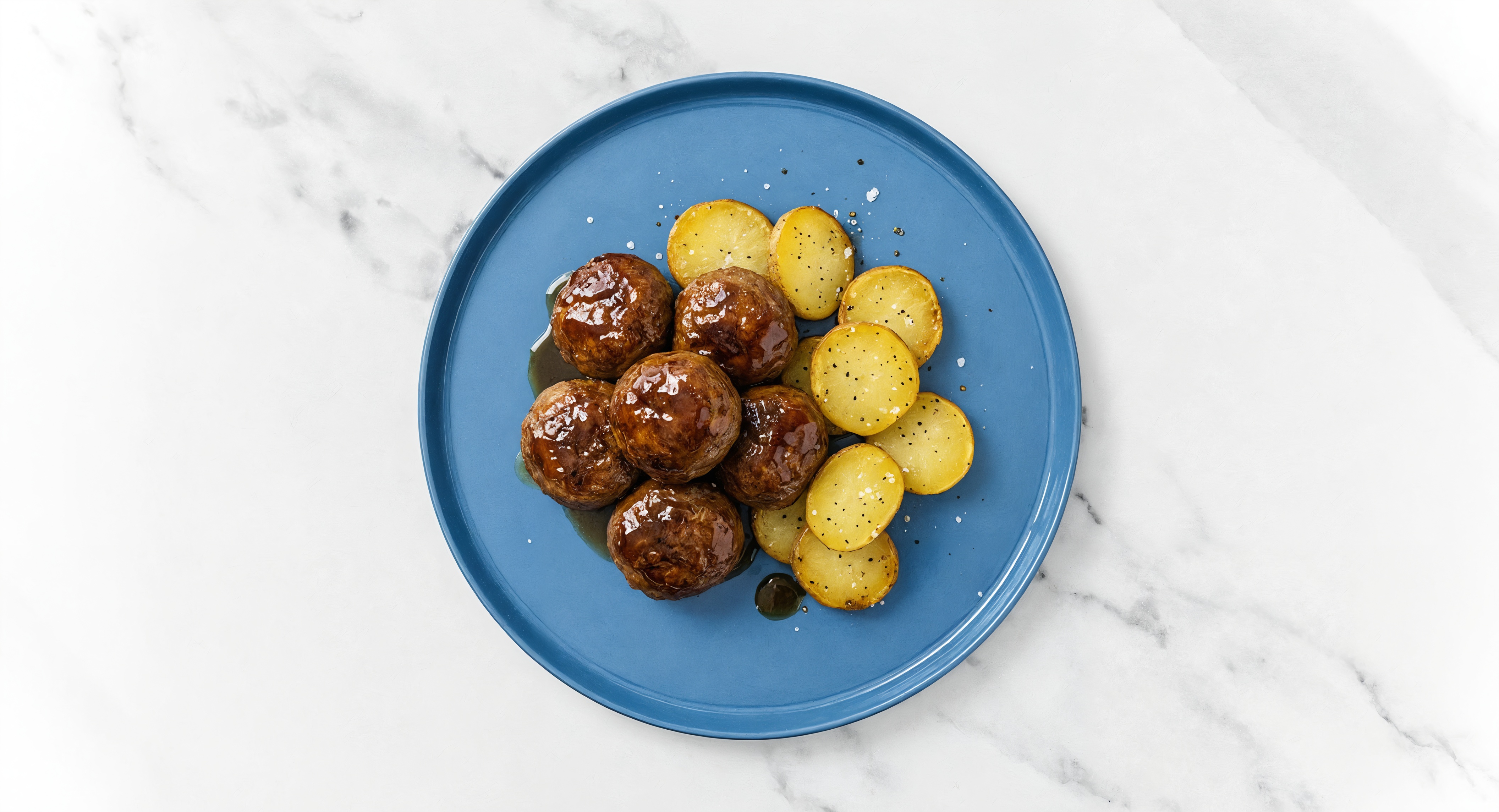 Teriyaki Baked Lamb Meatballs & Fingerling Potatoes