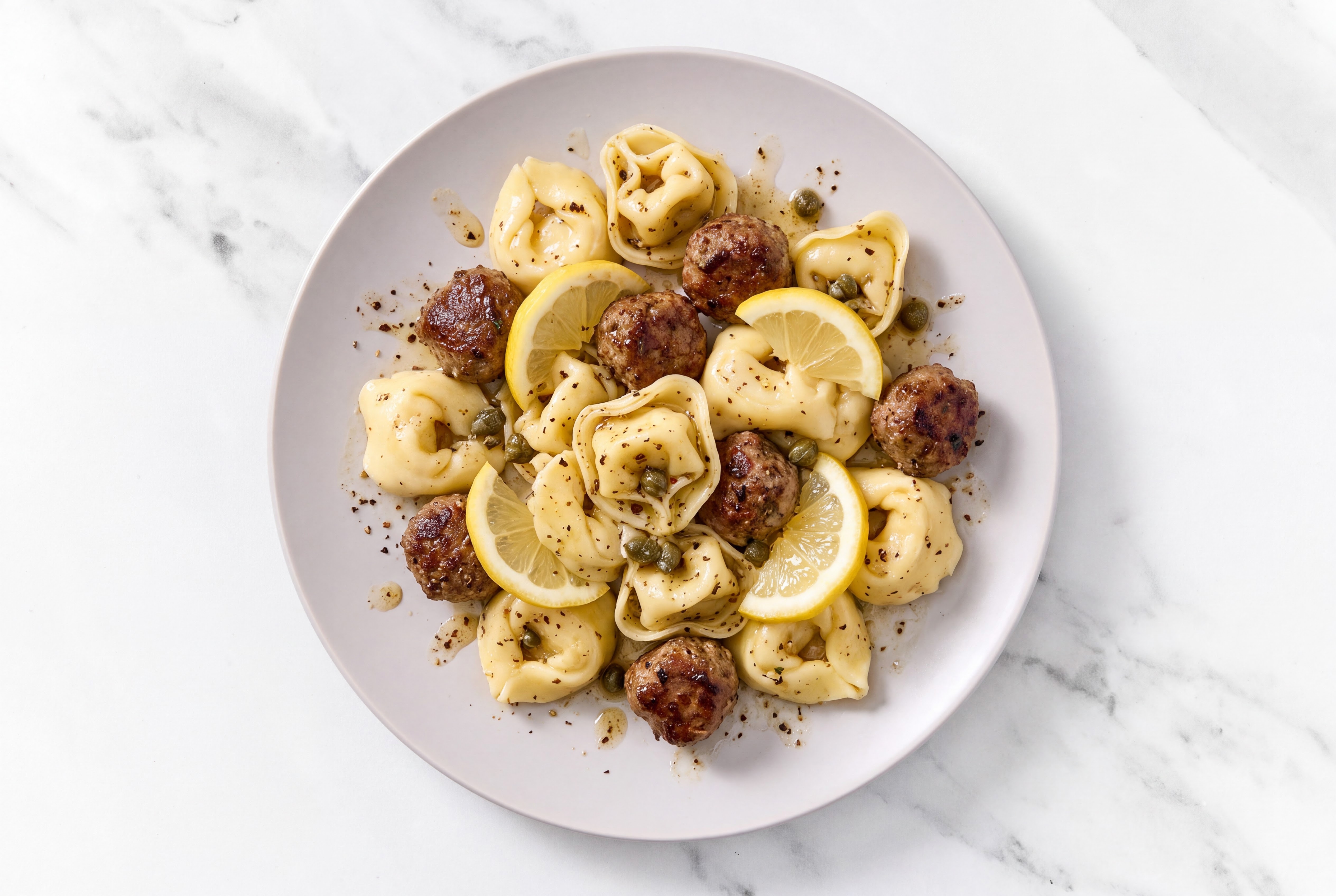 Grandma's 93/7 Lean Ground Beef Meatball Four Cheese Tortelloni Piccata