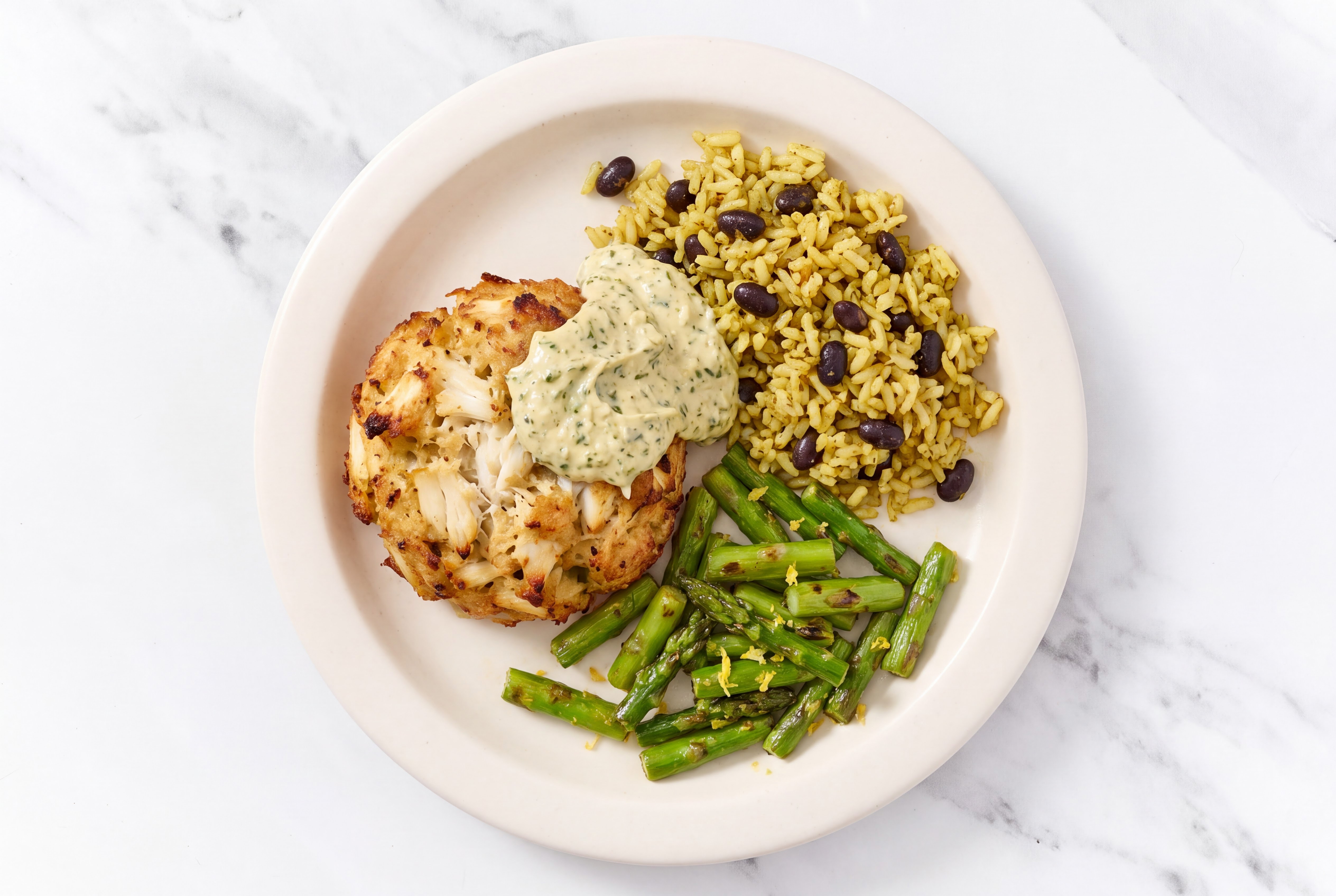 Hearty Spinach Artichoke Jumbo Lump Crab Cakes + Lemony Asparagus