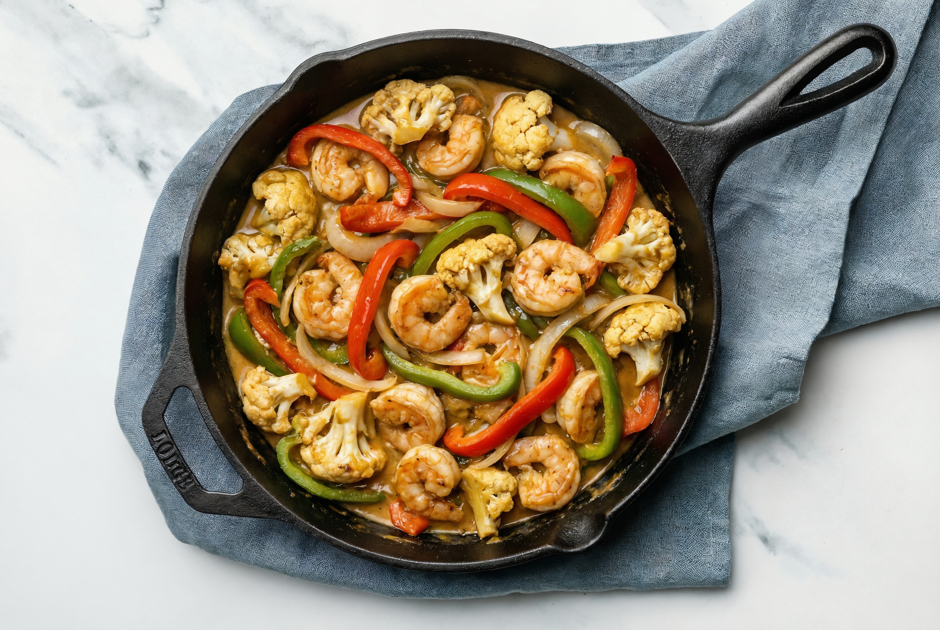 Thai Peanut Shrimp Stir-Fry with Cauliflower & Peppers