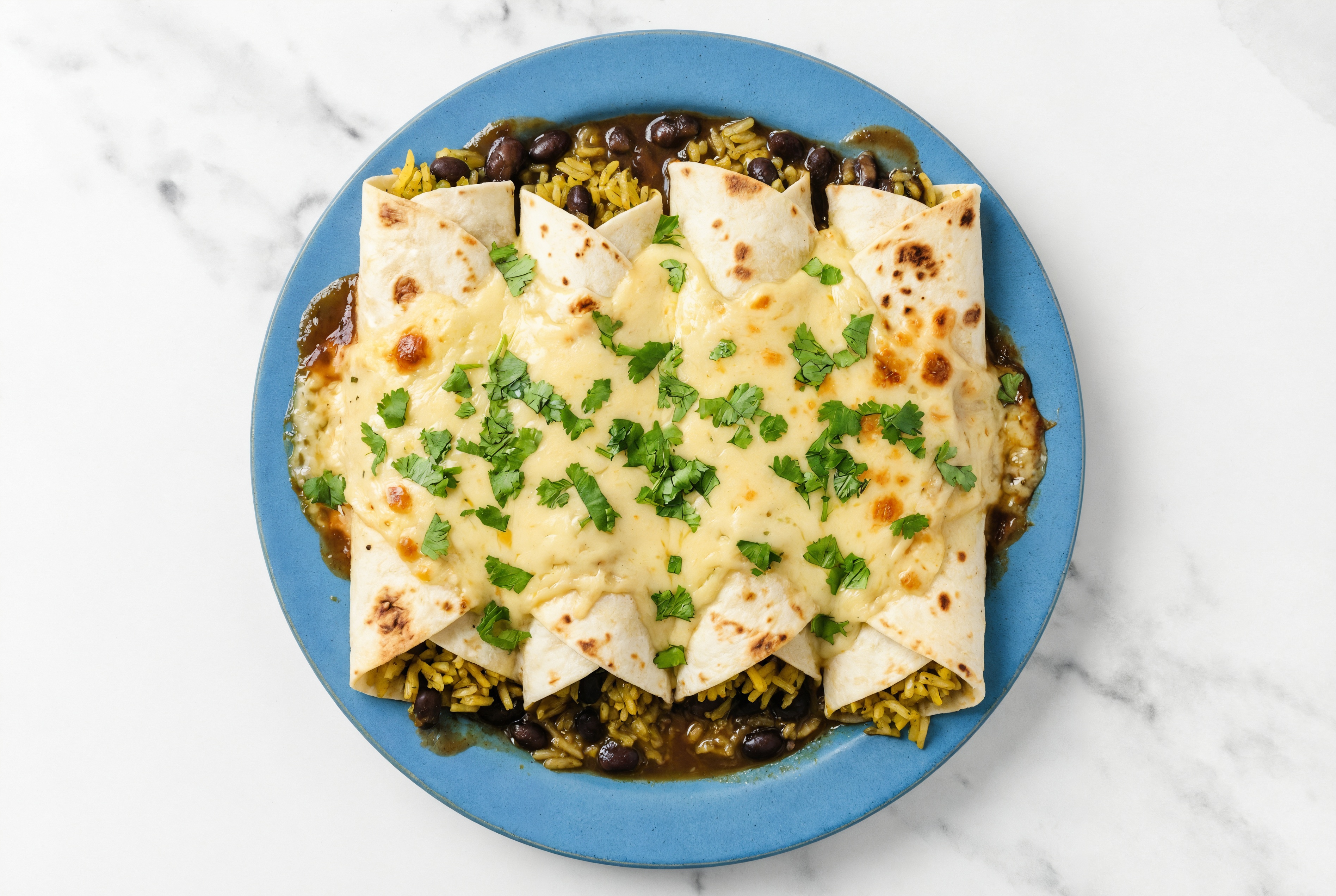 Rice + Black Bean Enchiladas with Queso