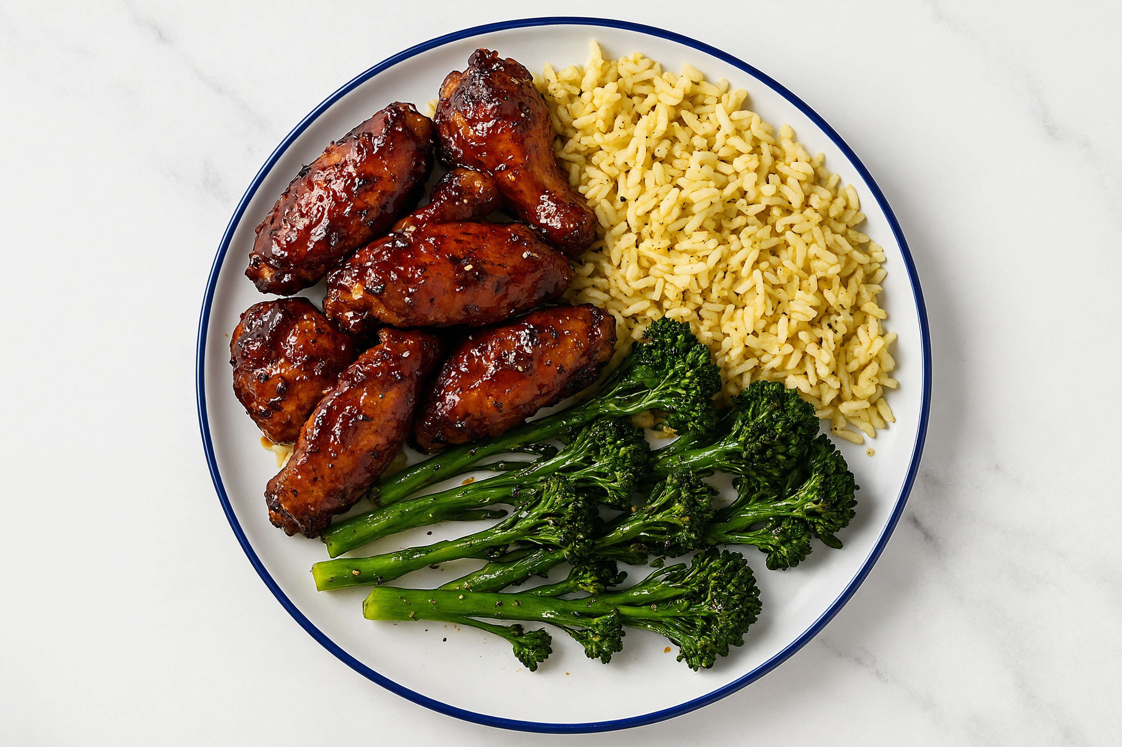 Japanese BBQ Chicken Wings with Rice + Broccoli