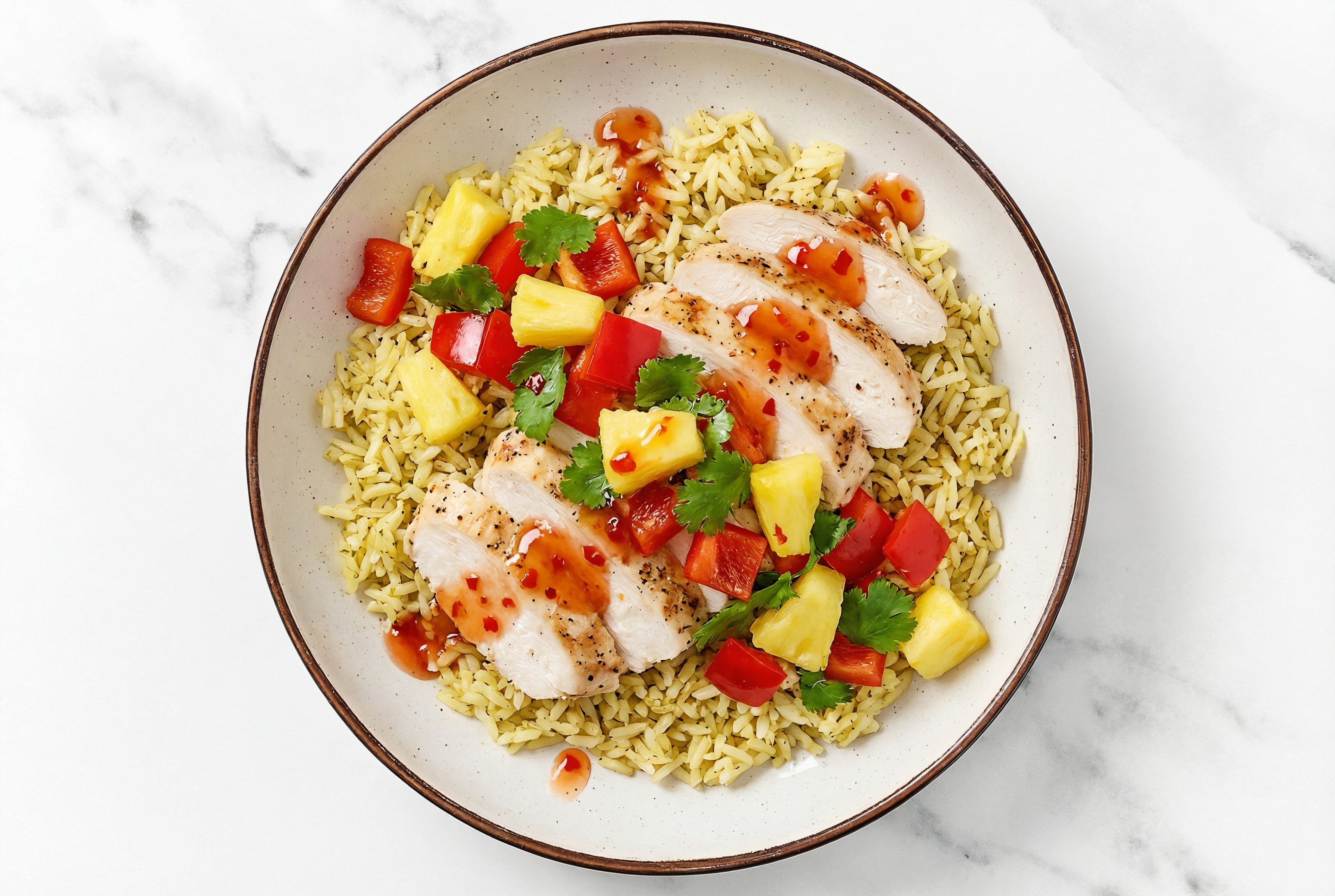 Herby Sweet Chili Chicken Breast + Pineapple Slaw with Red Bell Pepper
