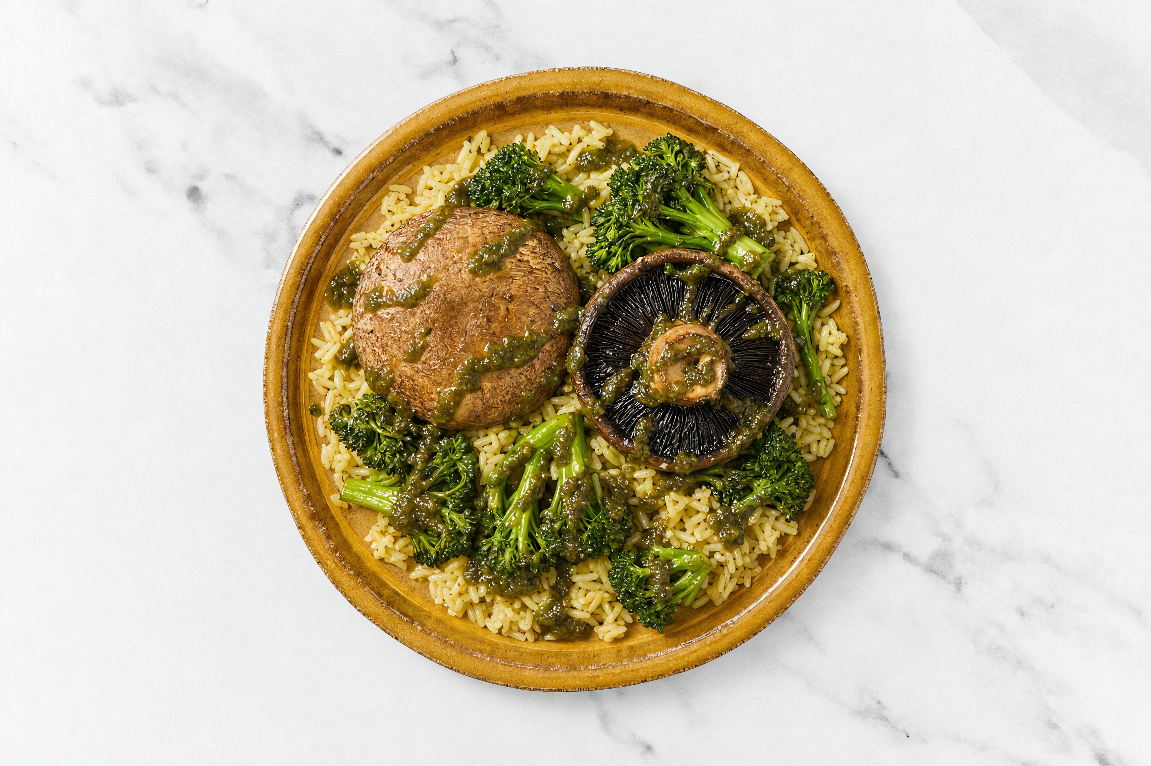 Portabella Mushrooms with Rice + Zhoug
